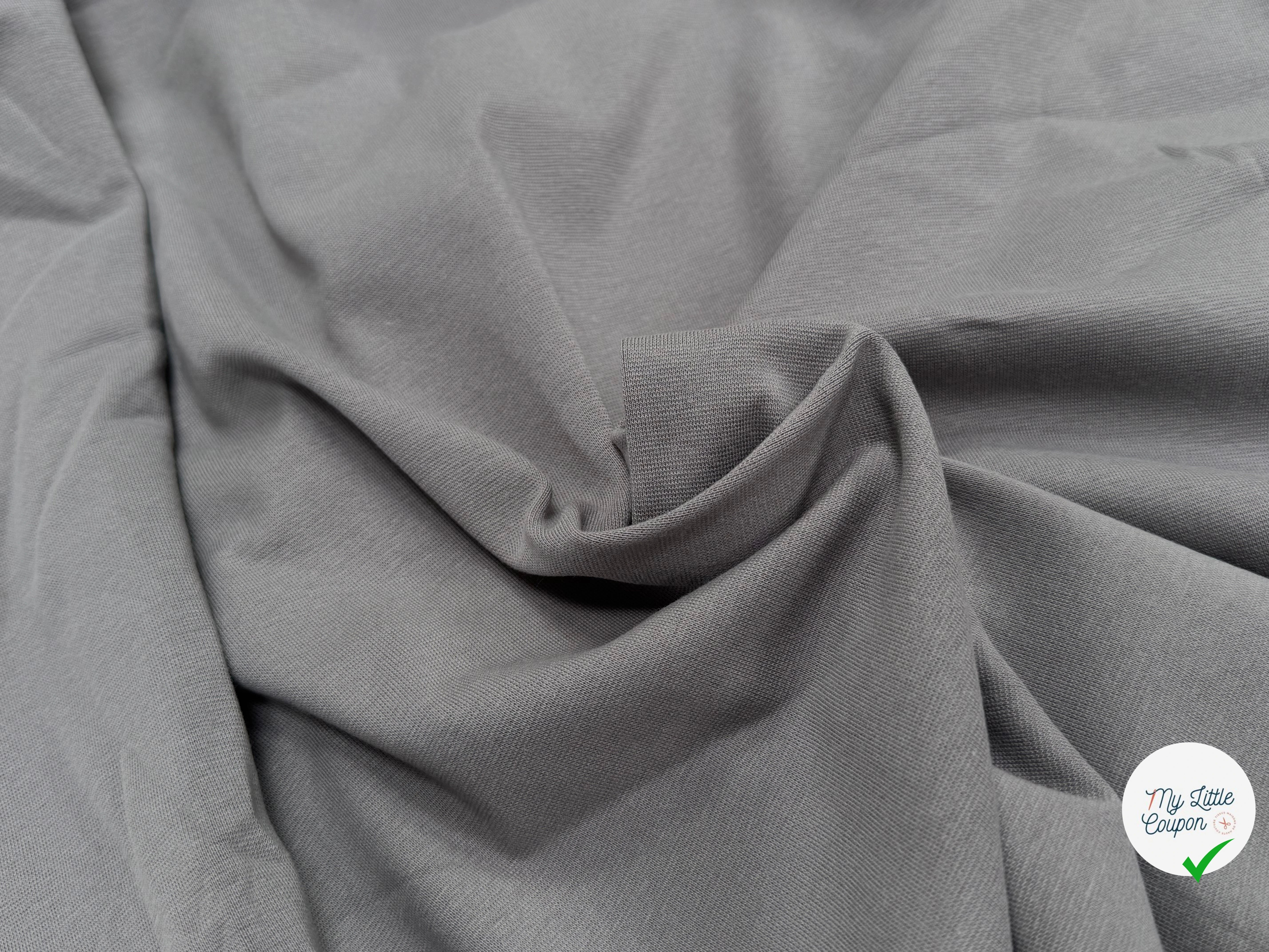 JERSEY COTON 2% ÉLASTHANNE TUBULAIRE 70CM CÔTE 1X1 DECEMBER SKY - My Little Coupon