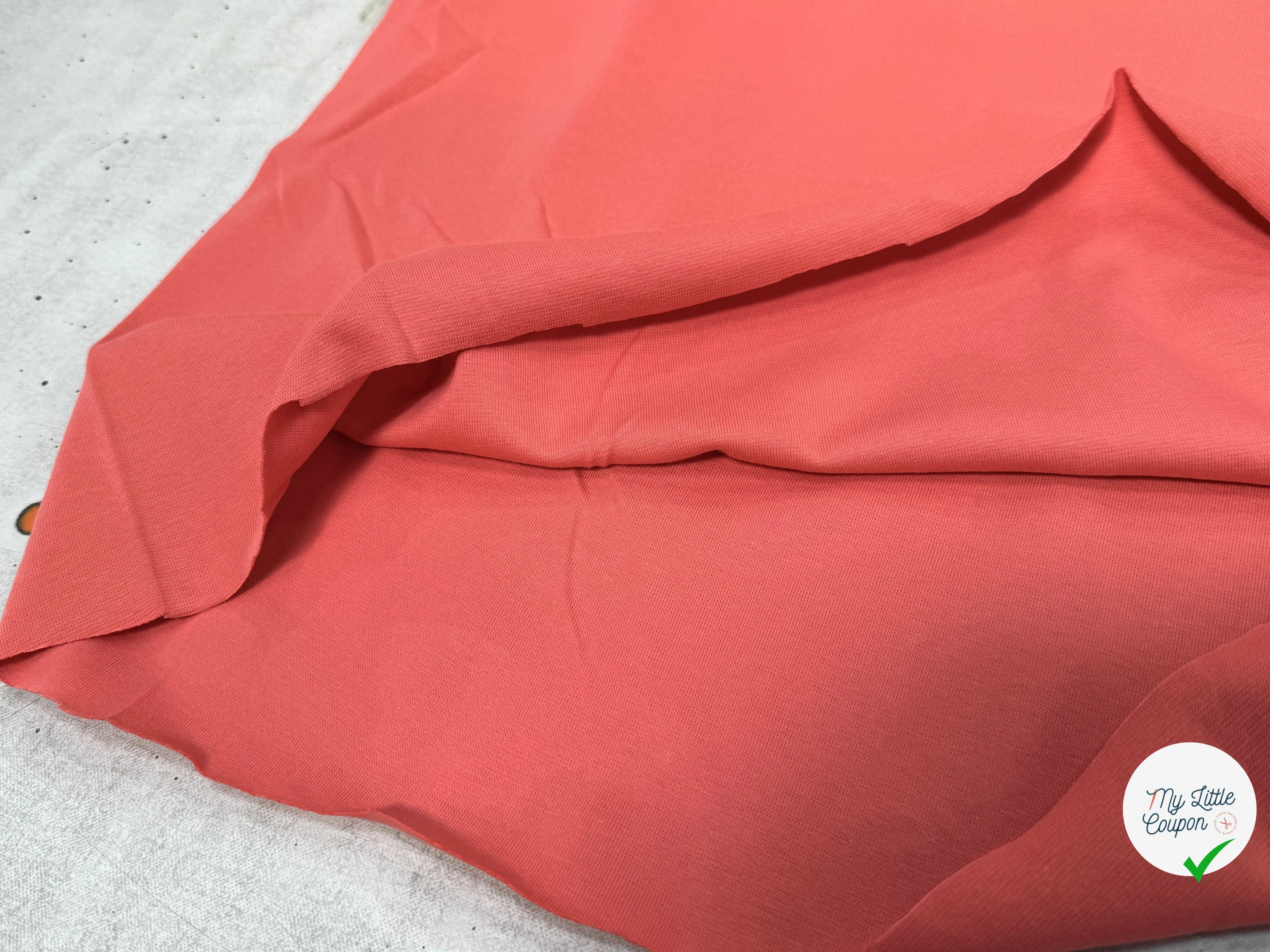JERSEY COTON 2% ÉLASTHANNE TUBULAIRE 70CM CÔTE 1X1 DEEP SEA CORAL - My Little Coupon