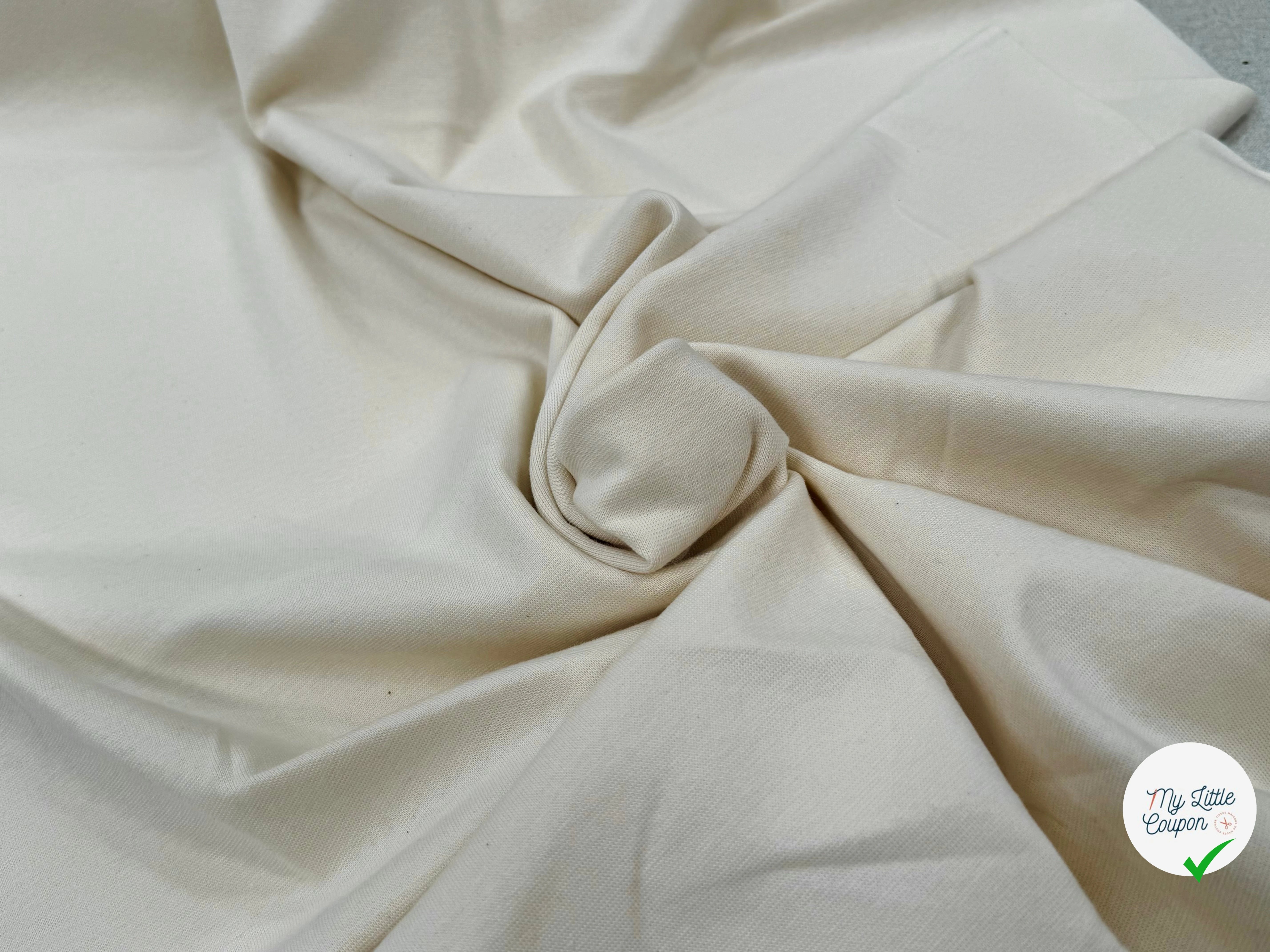JERSEY COTON 2% ÉLASTHANNE TUBULAIRE 70CM CÔTE 1X1 ECRU - My Little Coupon