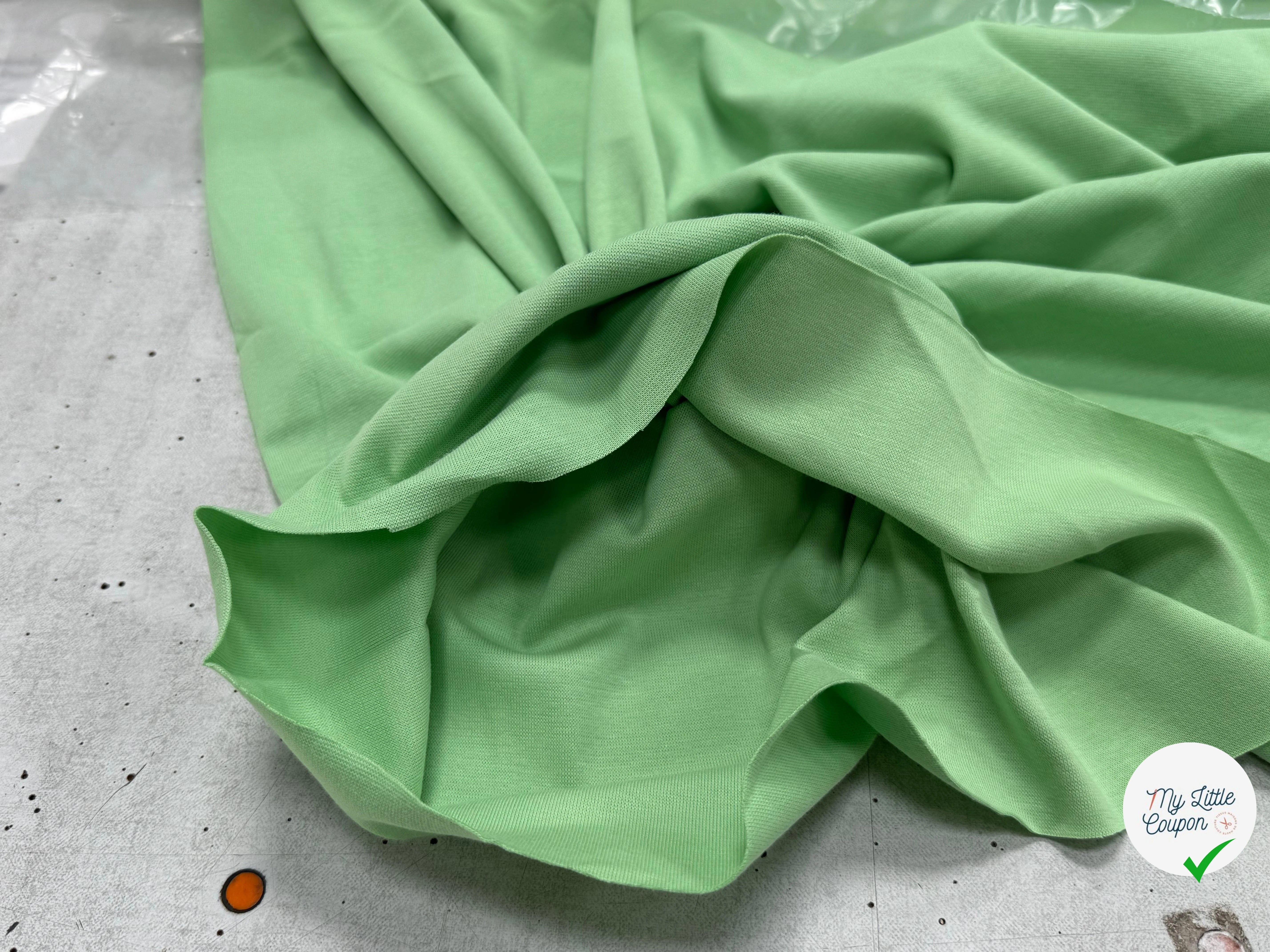 JERSEY COTON 2% ÉLASTHANNE TUBULAIRE 70CM CÔTE 1X1 GREENGAGE - My Little Coupon