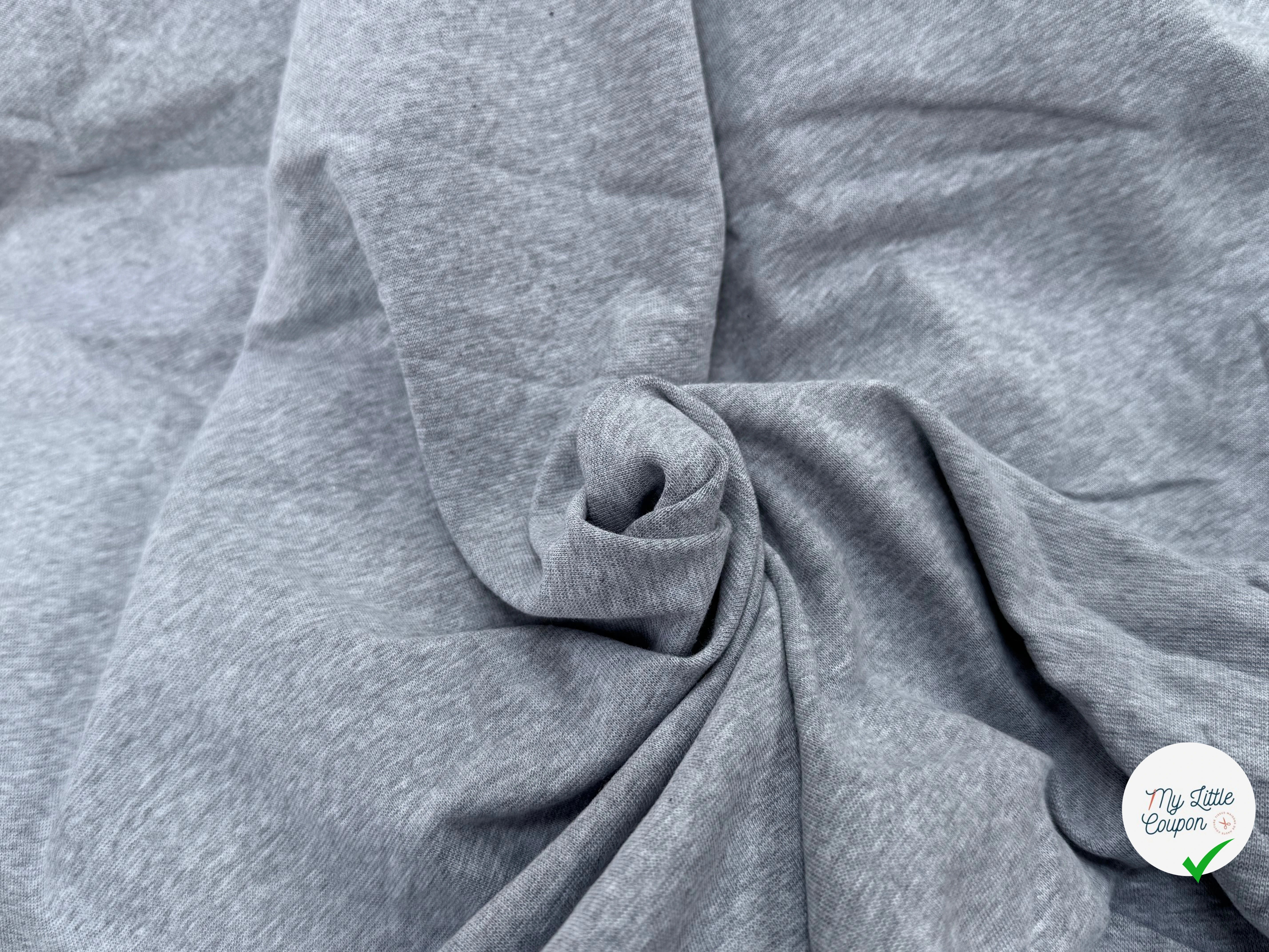 JERSEY COTON 2% ÉLASTHANNE TUBULAIRE 70CM CÔTE 1X1 GRIS CHINÉ CLAIR - My Little Coupon