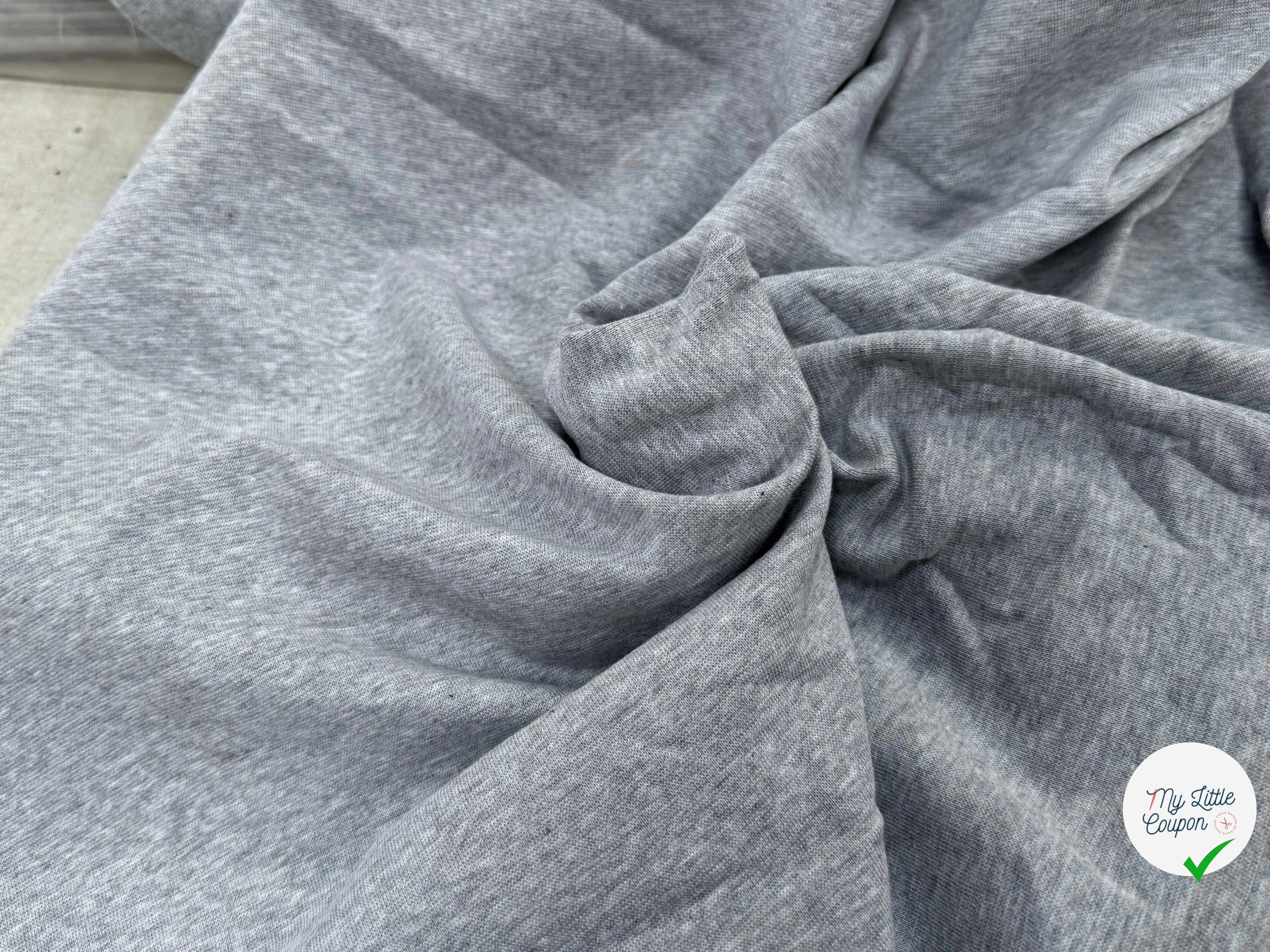 JERSEY COTON 2% ÉLASTHANNE TUBULAIRE 70CM CÔTE 1X1 GRIS CHINÉ CLAIR - My Little Coupon