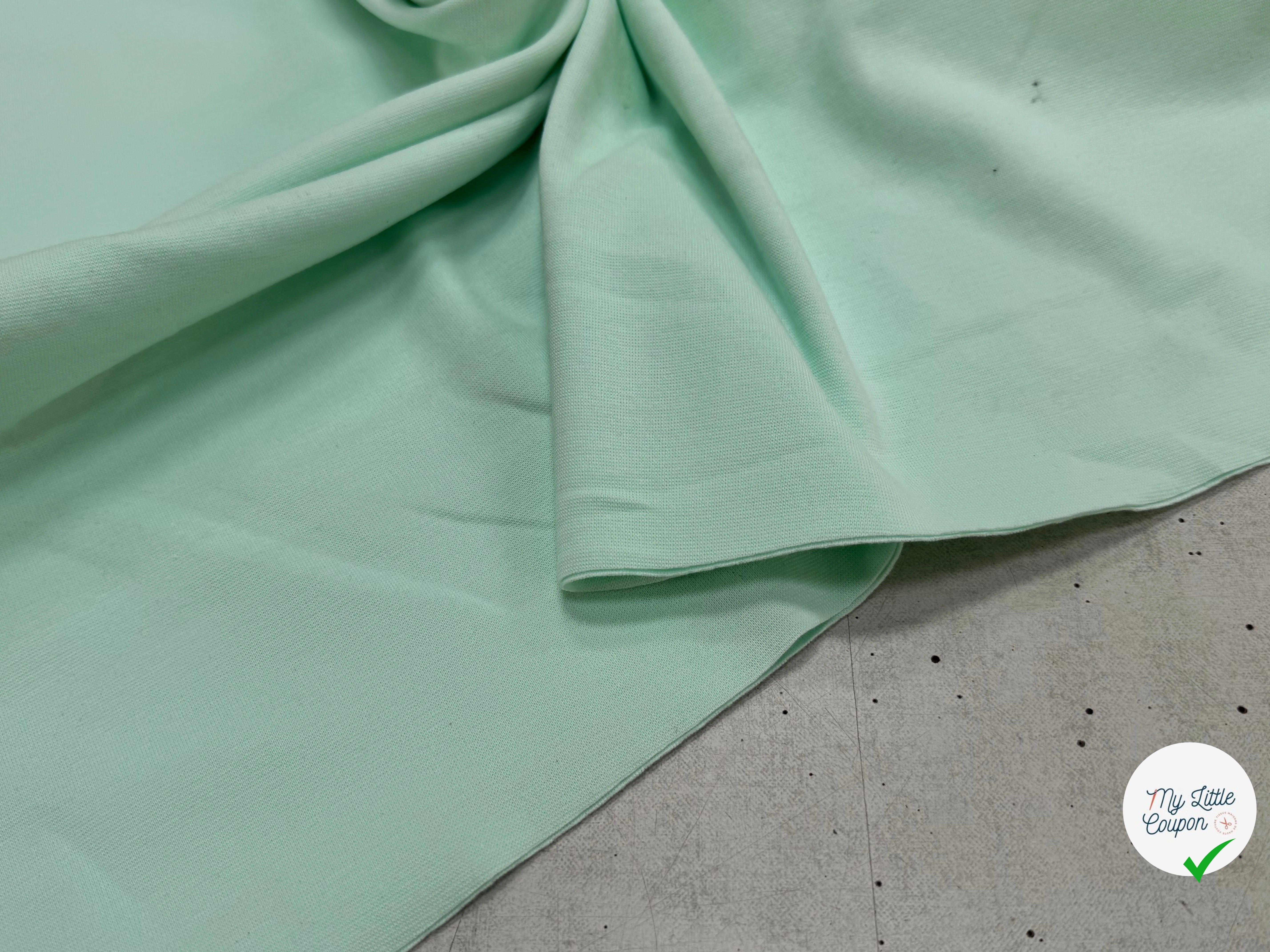 JERSEY COTON 2% ÉLASTHANNE TUBULAIRE 70CM CÔTE 1X1 HONEYDEW - My Little Coupon