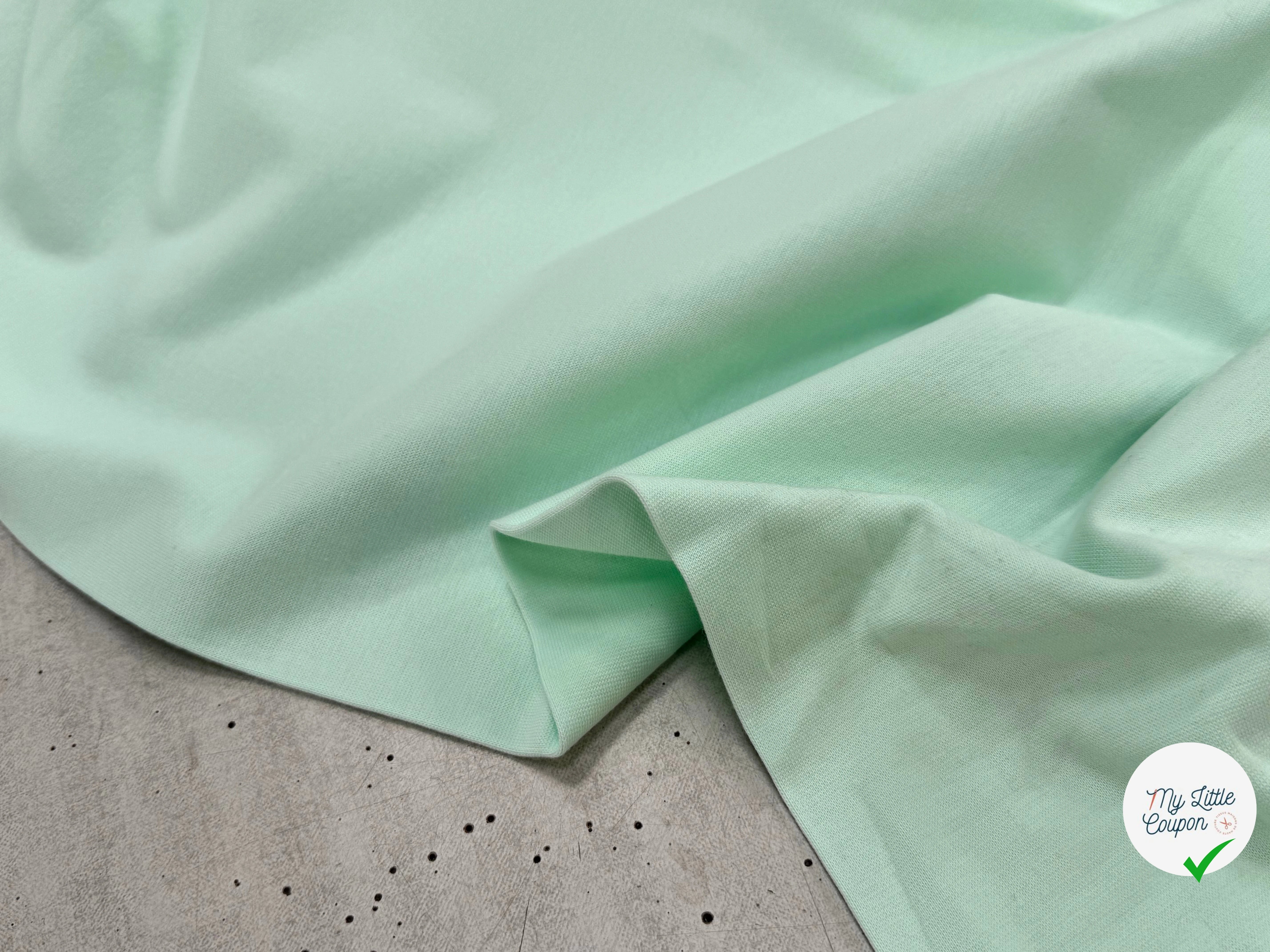 JERSEY COTON 2% ÉLASTHANNE TUBULAIRE 70CM CÔTE 1X1 HONEYDEW - My Little Coupon