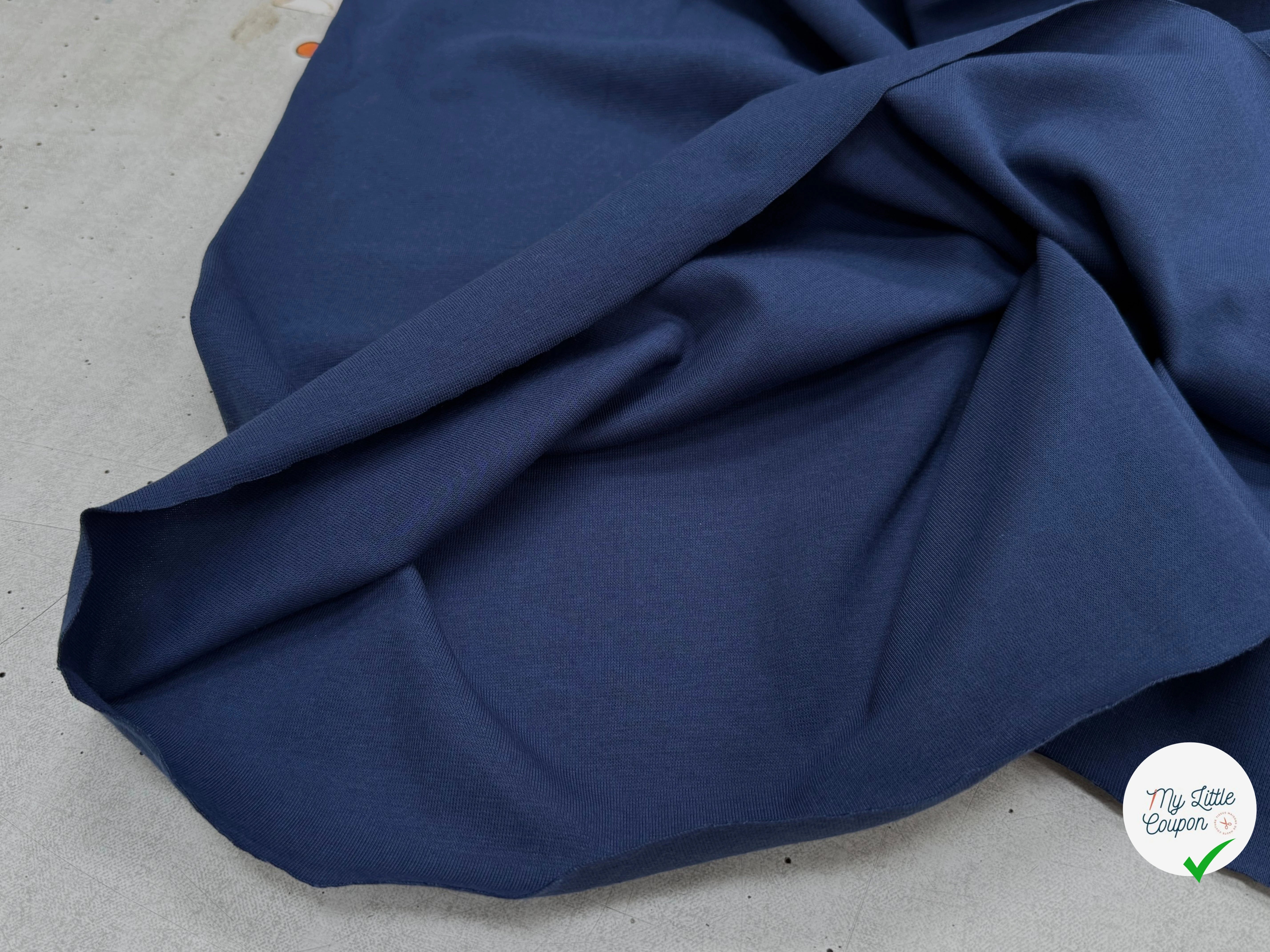 JERSEY COTON 2% ÉLASTHANNE TUBULAIRE 70CM CÔTE 1X1 INDIGO - My Little Coupon