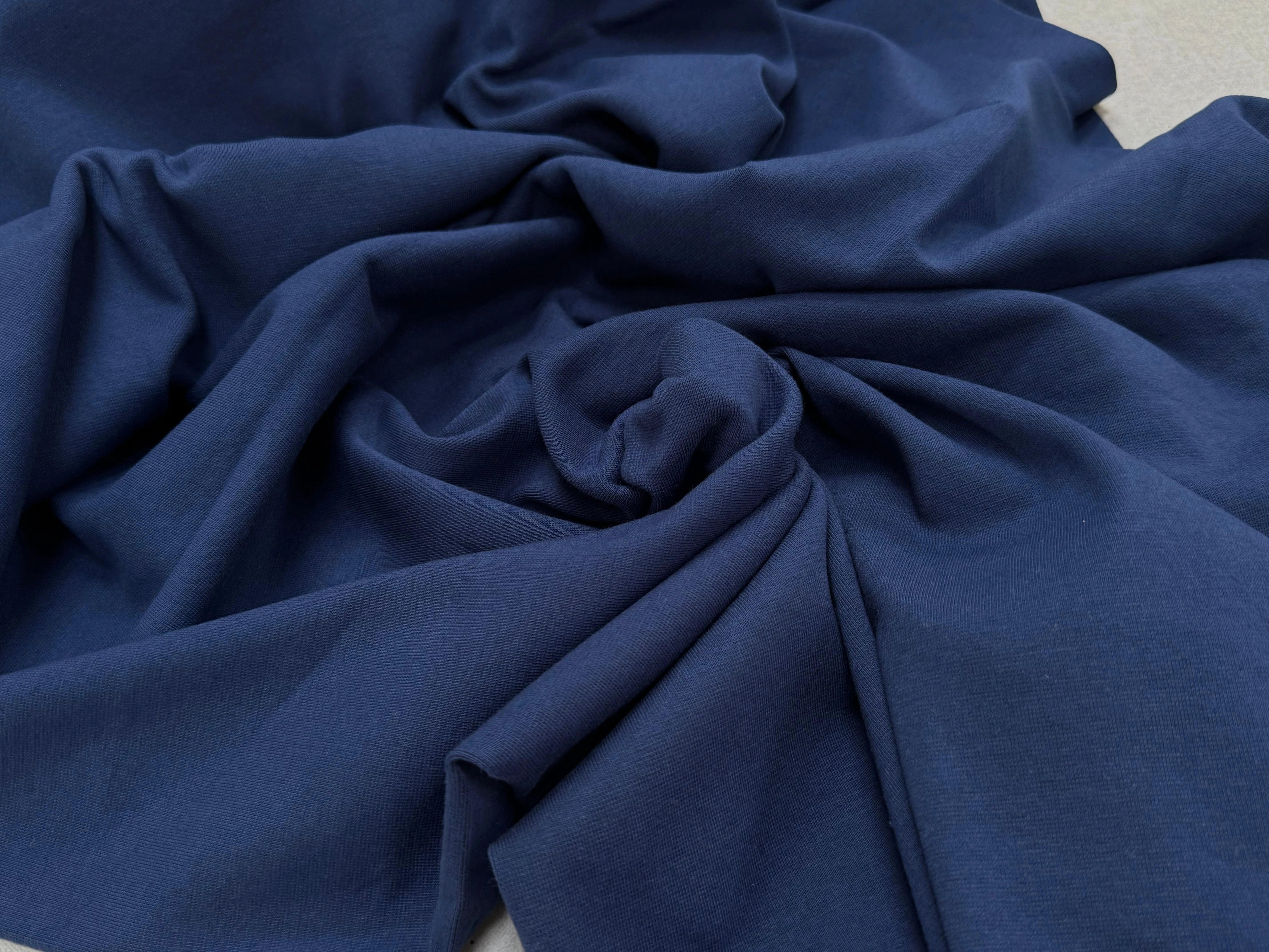 JERSEY COTON 2% ÉLASTHANNE TUBULAIRE 70CM CÔTE 1X1 INDIGO - My Little Coupon