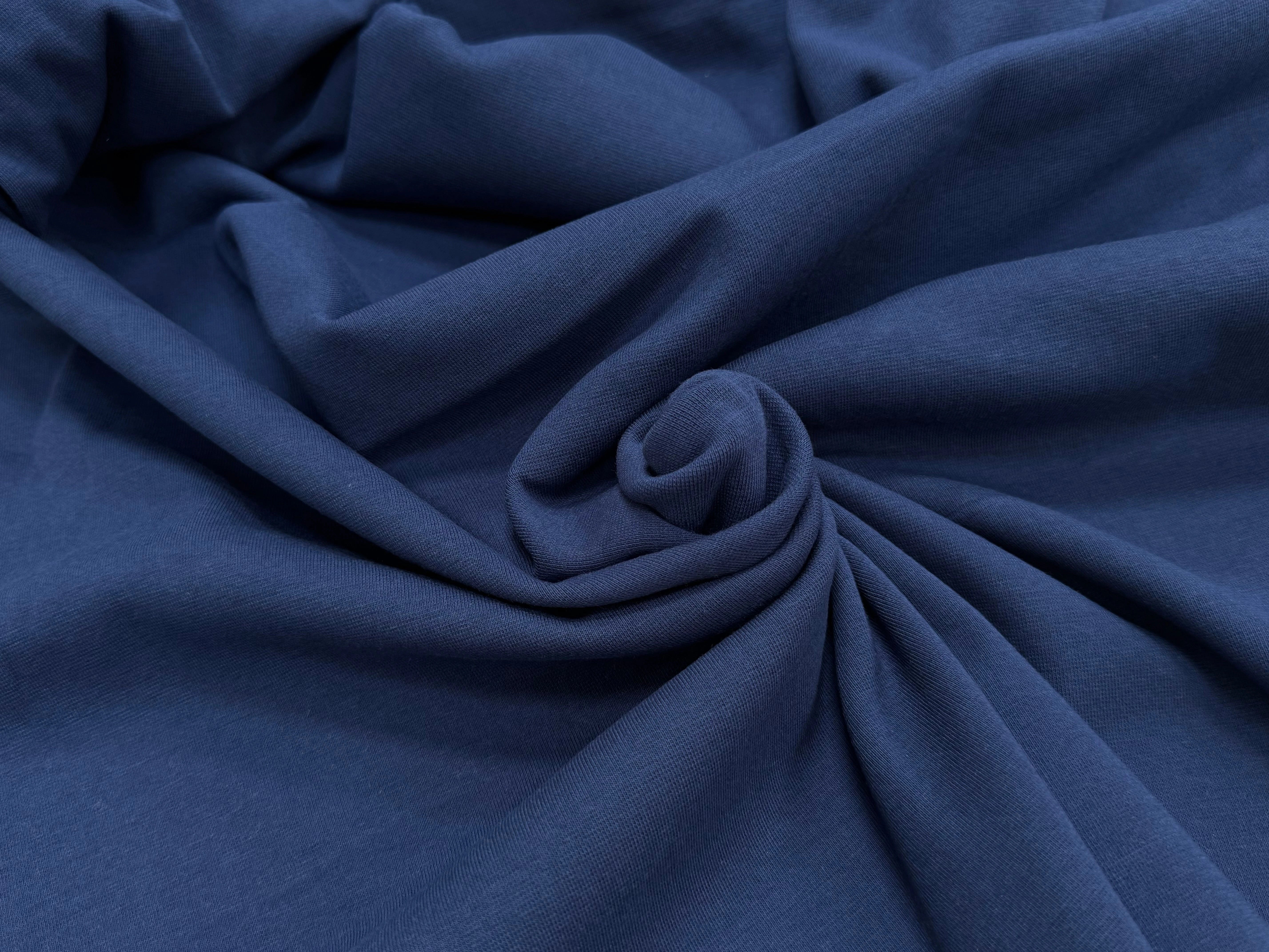 JERSEY COTON 2% ÉLASTHANNE TUBULAIRE 70CM CÔTE 1X1 INDIGO - My Little Coupon