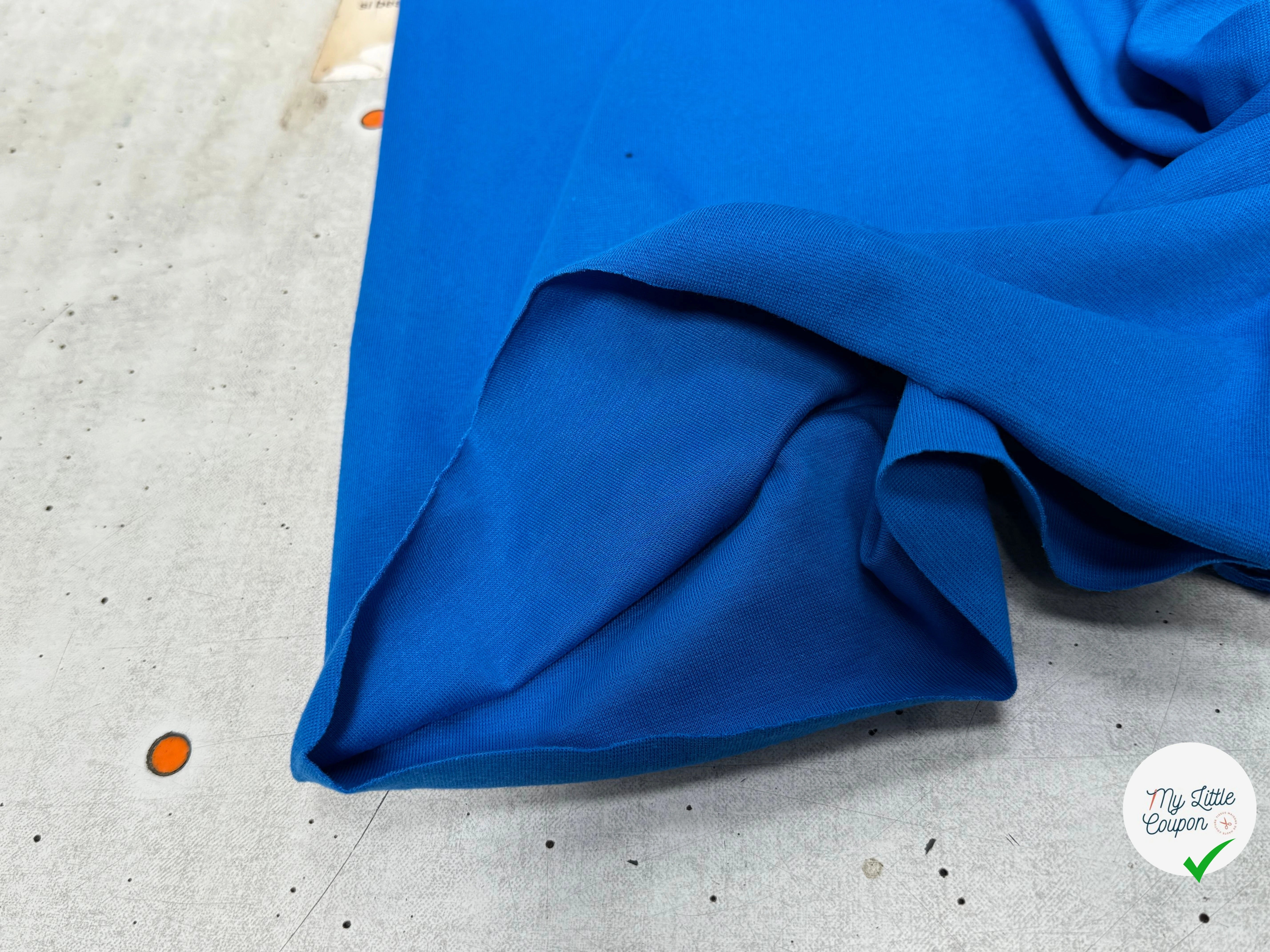 JERSEY COTON 2% ÉLASTHANNE TUBULAIRE 70CM CÔTE 1X1 LAPIS BLUE - My Little Coupon