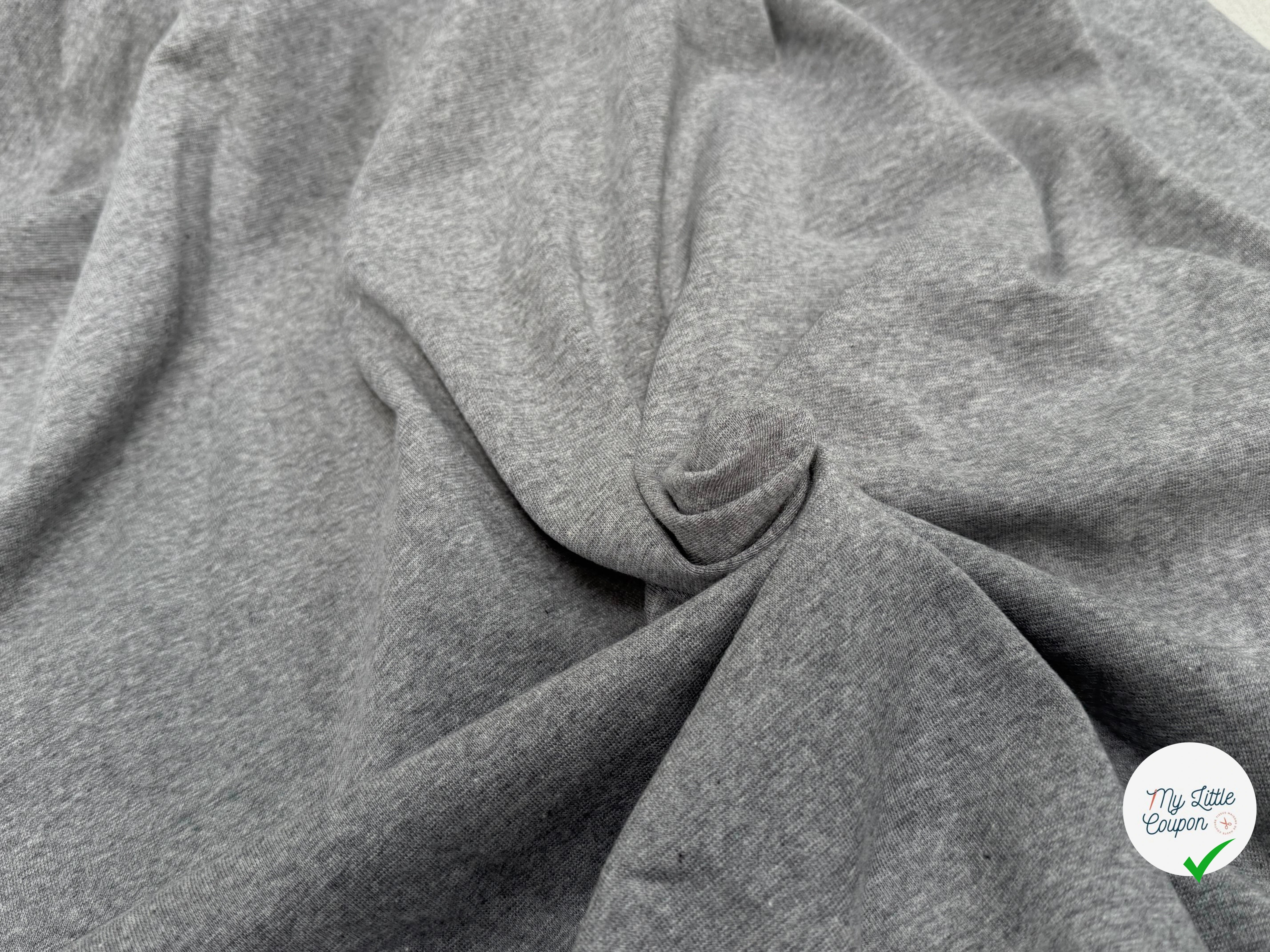 JERSEY COTON 2% ÉLASTHANNE TUBULAIRE 70CM CÔTE 1X1 LIGHT HEATHER GREY - My Little Coupon