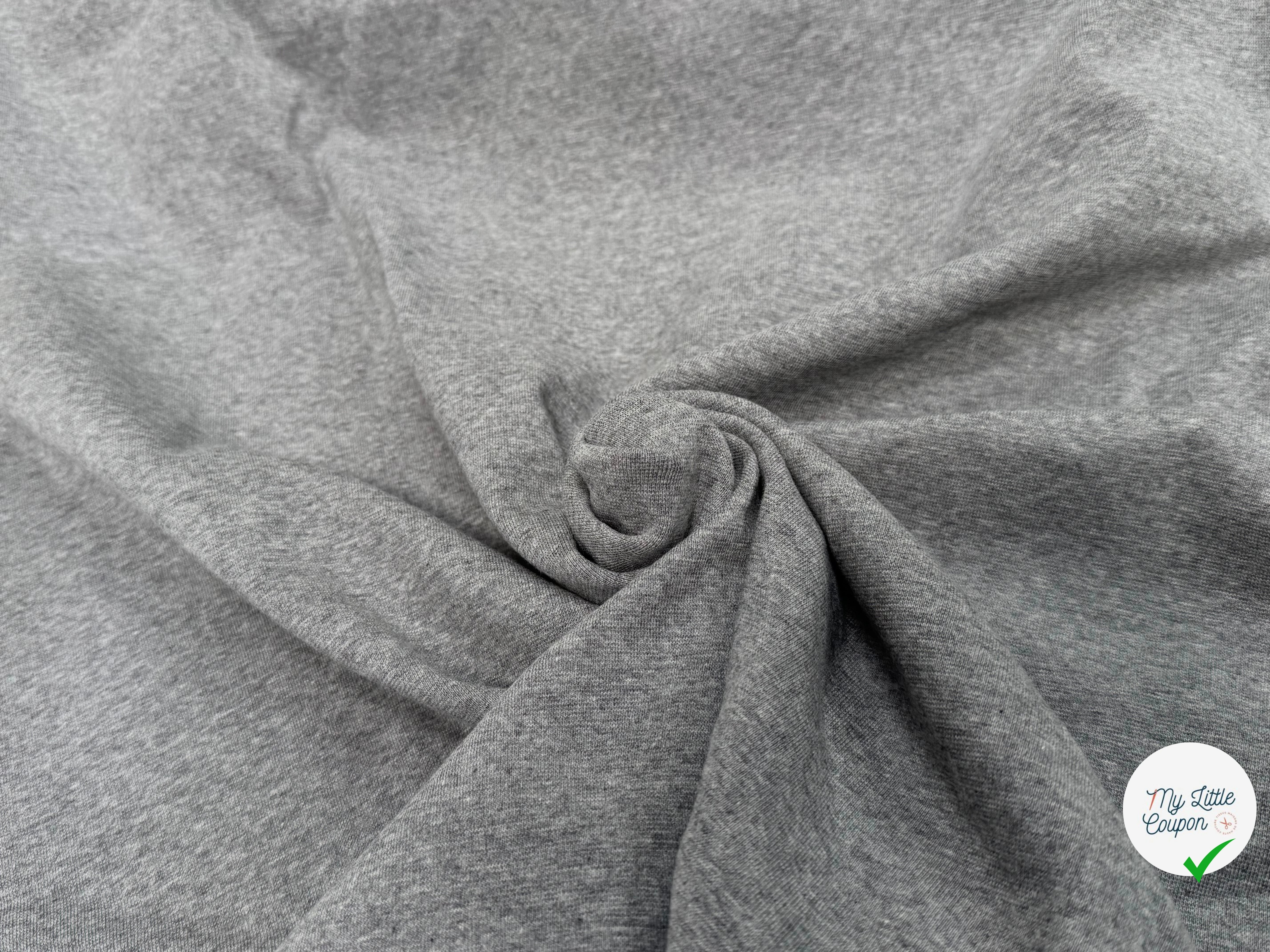 JERSEY COTON 2% ÉLASTHANNE TUBULAIRE 70CM CÔTE 1X1 LIGHT HEATHER GREY - My Little Coupon