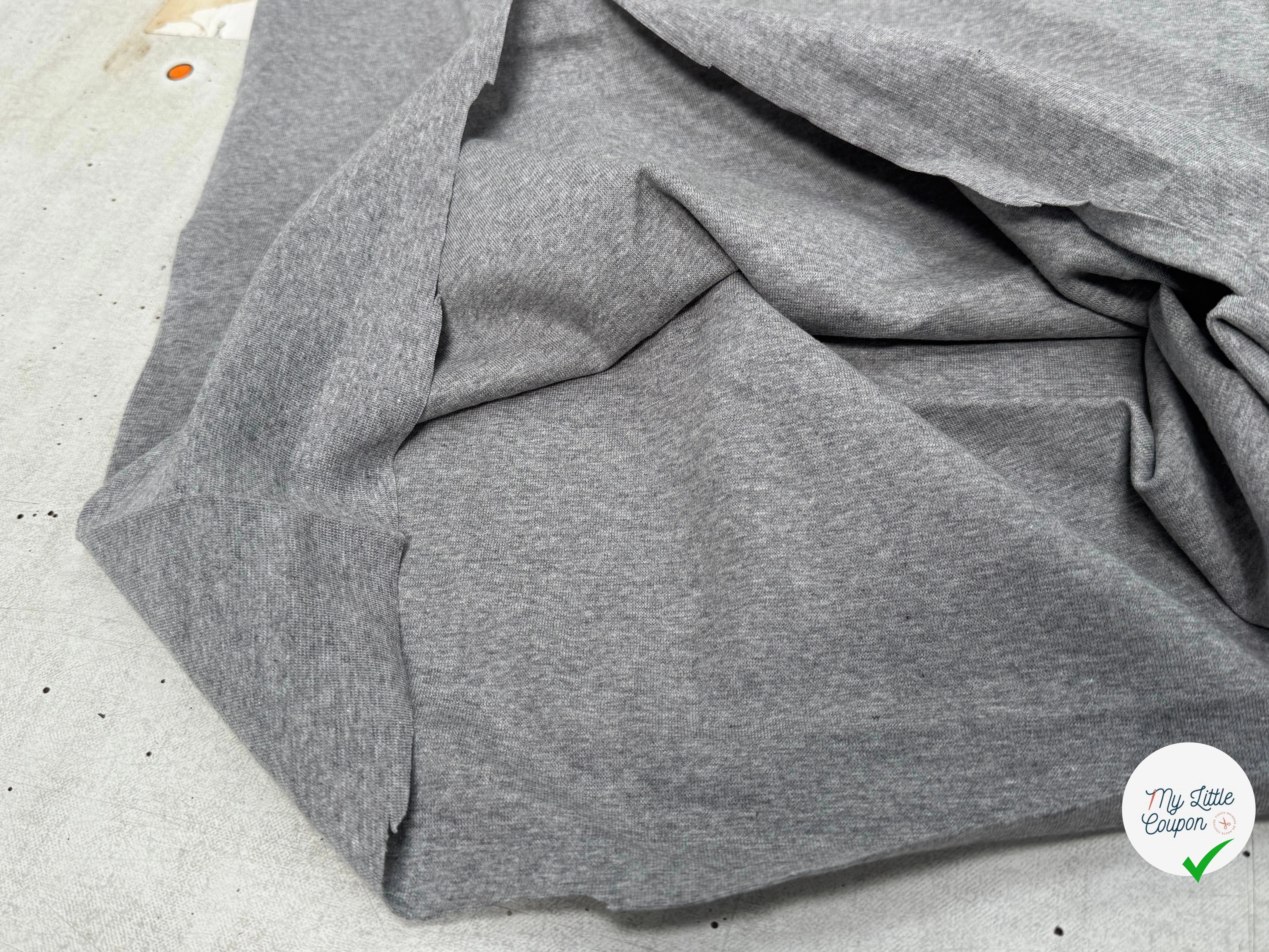 JERSEY COTON 2% ÉLASTHANNE TUBULAIRE 70CM CÔTE 1X1 LIGHT HEATHER GREY - My Little Coupon