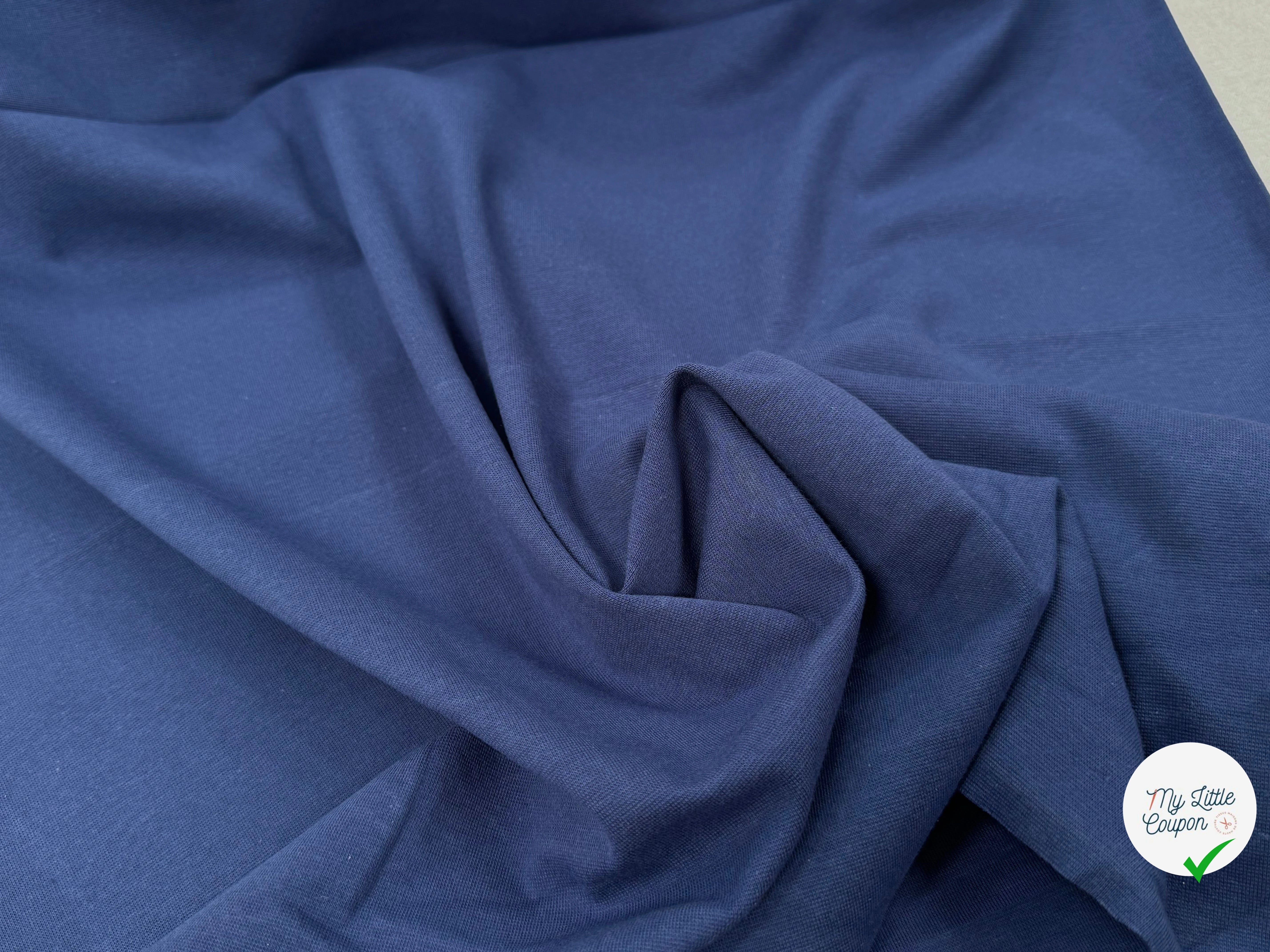 JERSEY COTON 2% ÉLASTHANNE TUBULAIRE 70CM CÔTE 1X1 MEDIEVAL BLUE - My Little Coupon