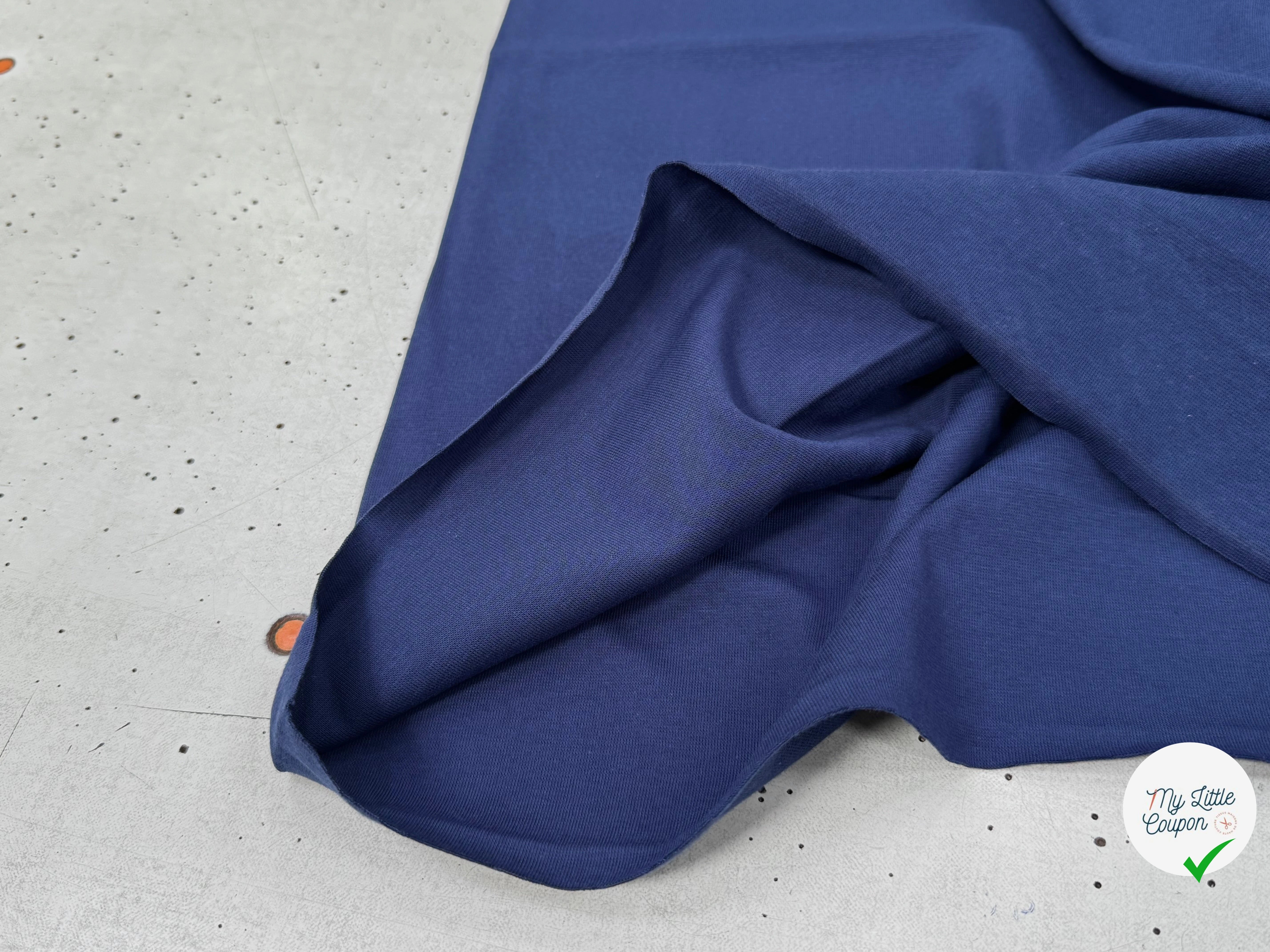 JERSEY COTON 2% ÉLASTHANNE TUBULAIRE 70CM CÔTE 1X1 MEDIEVAL BLUE - My Little Coupon