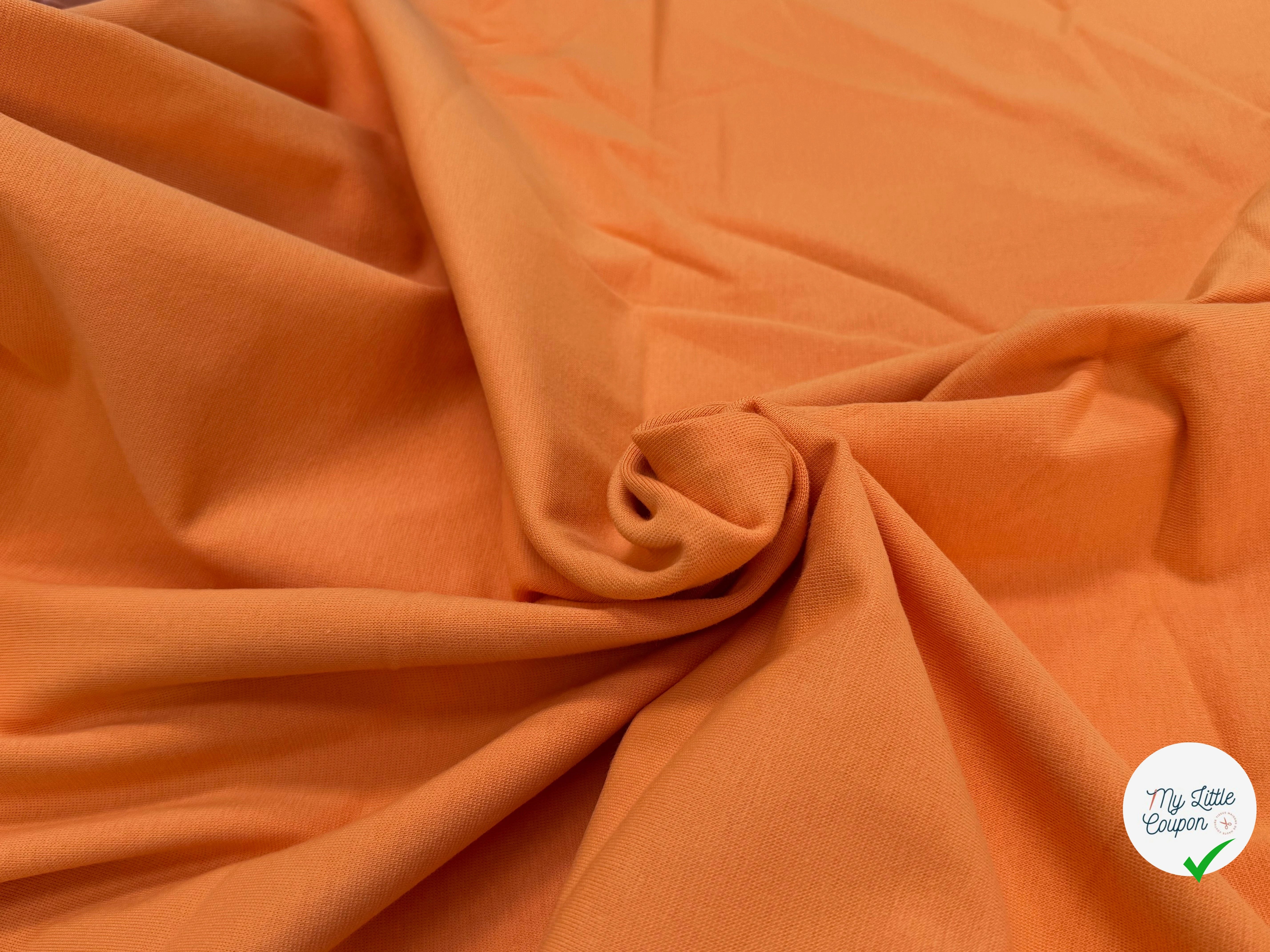 JERSEY COTON 2% ÉLASTHANNE TUBULAIRE 70CM CÔTE 1X1 MUSKMELON - My Little Coupon