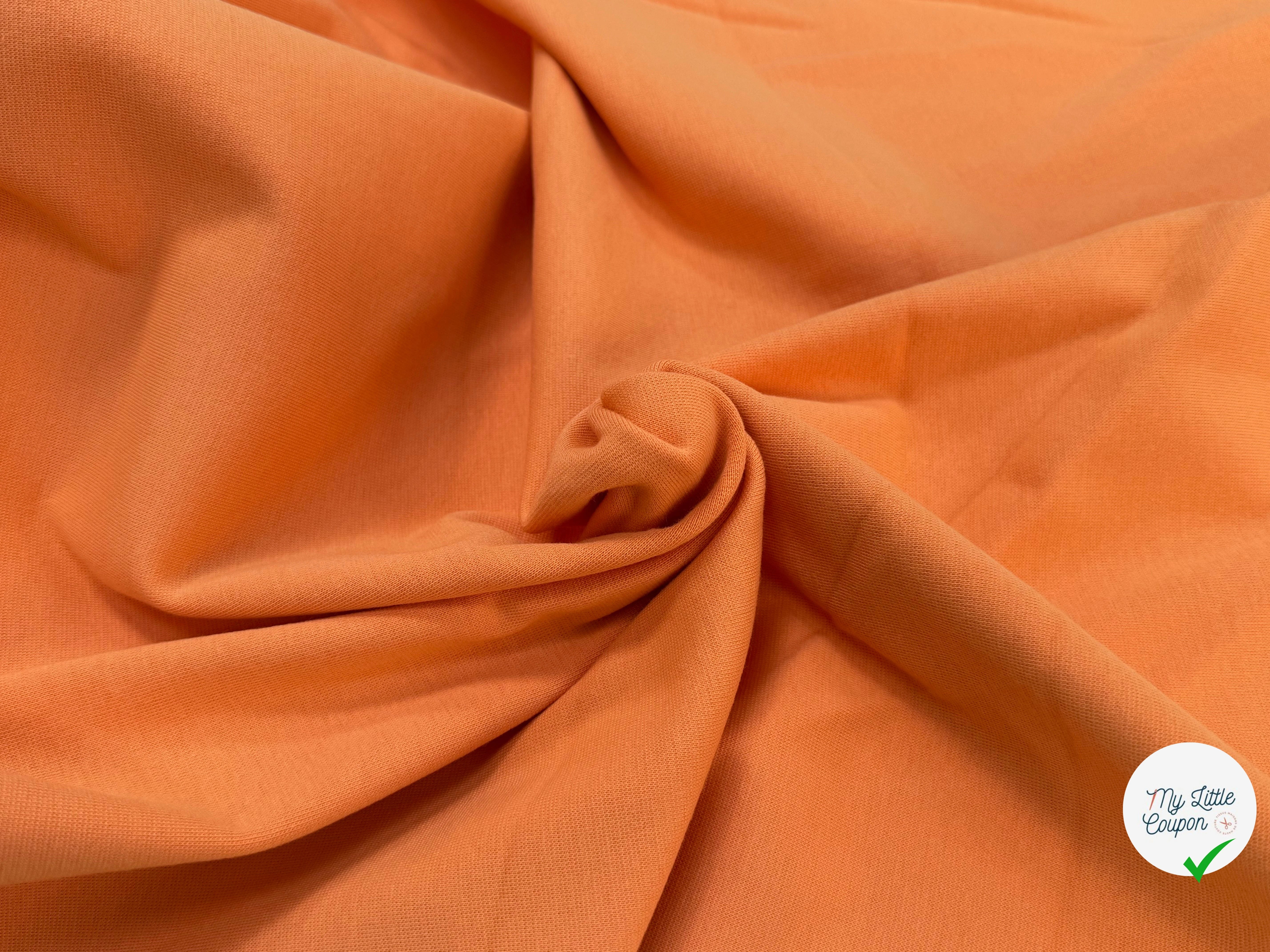 JERSEY COTON 2% ÉLASTHANNE TUBULAIRE 70CM CÔTE 1X1 MUSKMELON - My Little Coupon