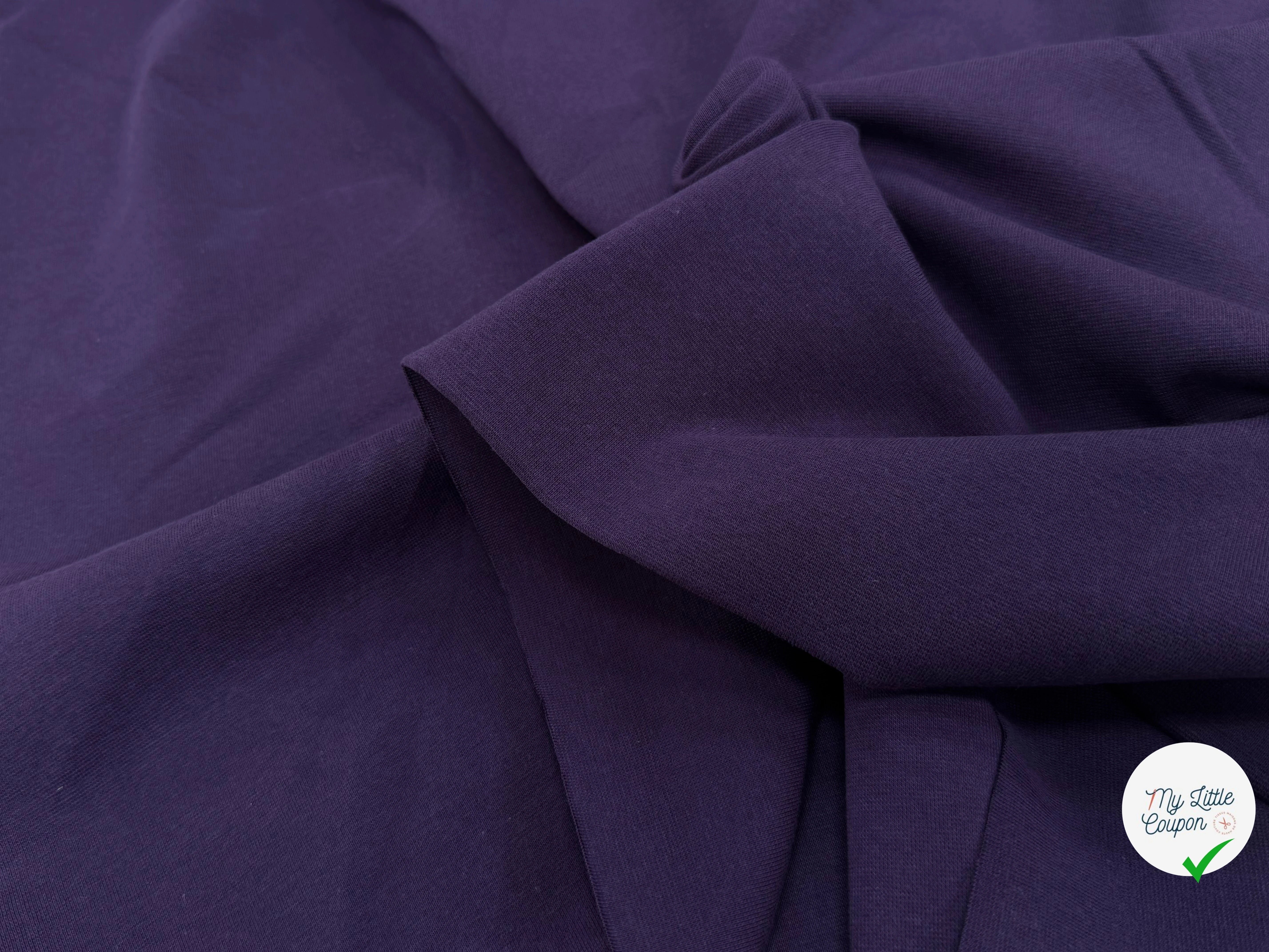 JERSEY COTON 2% ÉLASTHANNE TUBULAIRE 70CM CÔTE 1X1 PURPLE VELVET - My Little Coupon
