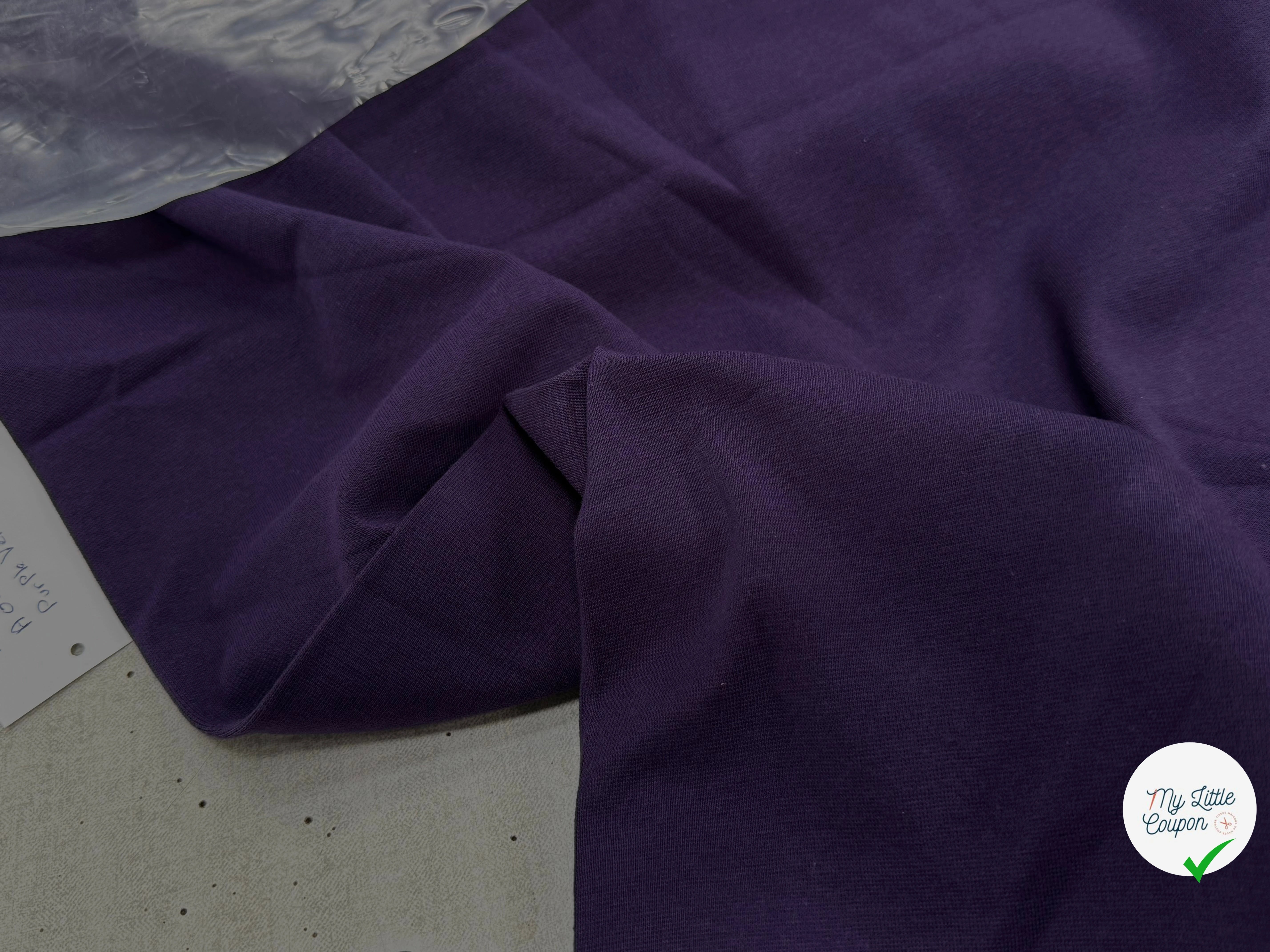 JERSEY COTON 2% ÉLASTHANNE TUBULAIRE 70CM CÔTE 1X1 PURPLE VELVET - My Little Coupon