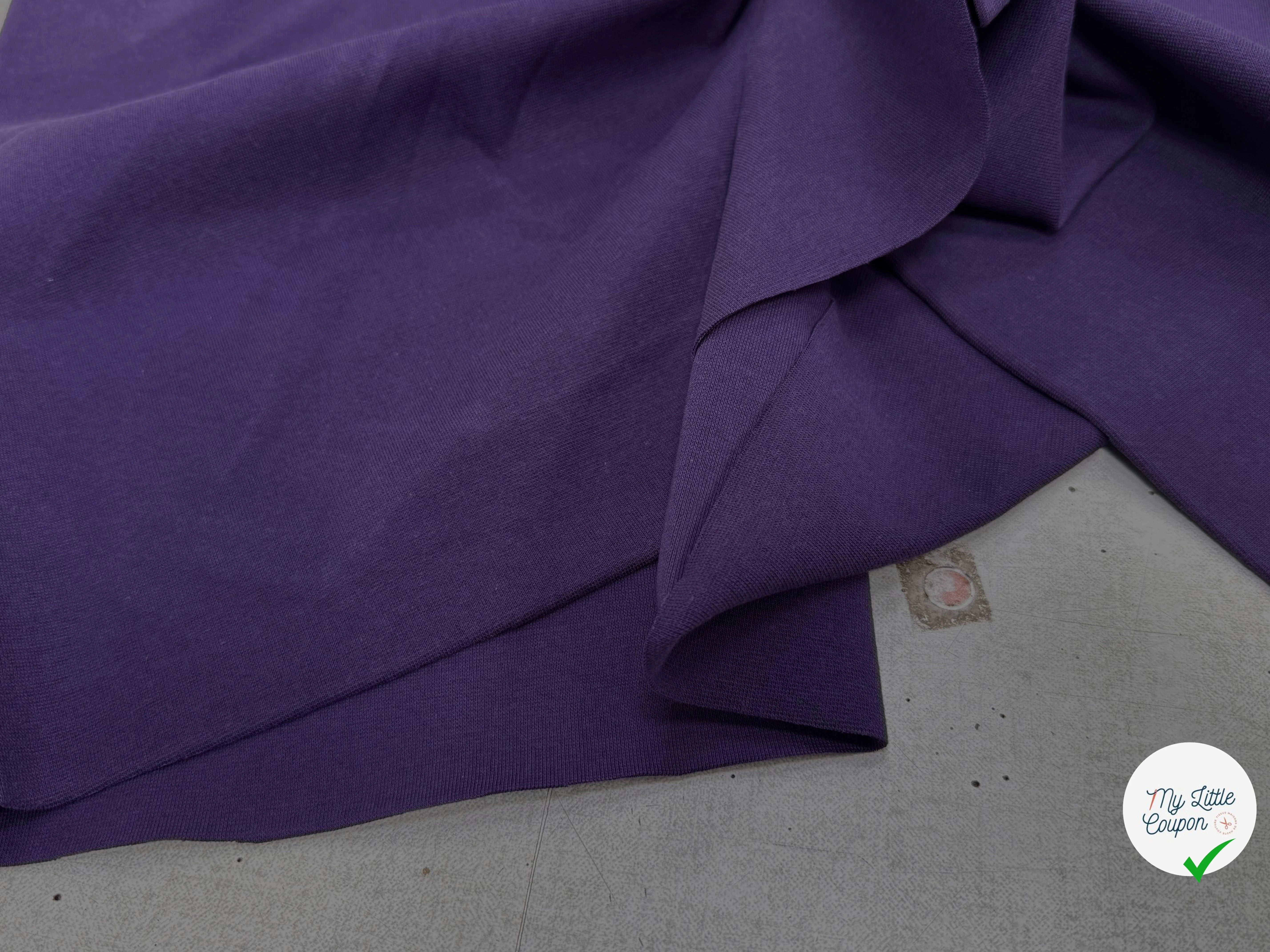 JERSEY COTON 2% ÉLASTHANNE TUBULAIRE 70CM CÔTE 1X1 PURPLE VELVET - My Little Coupon