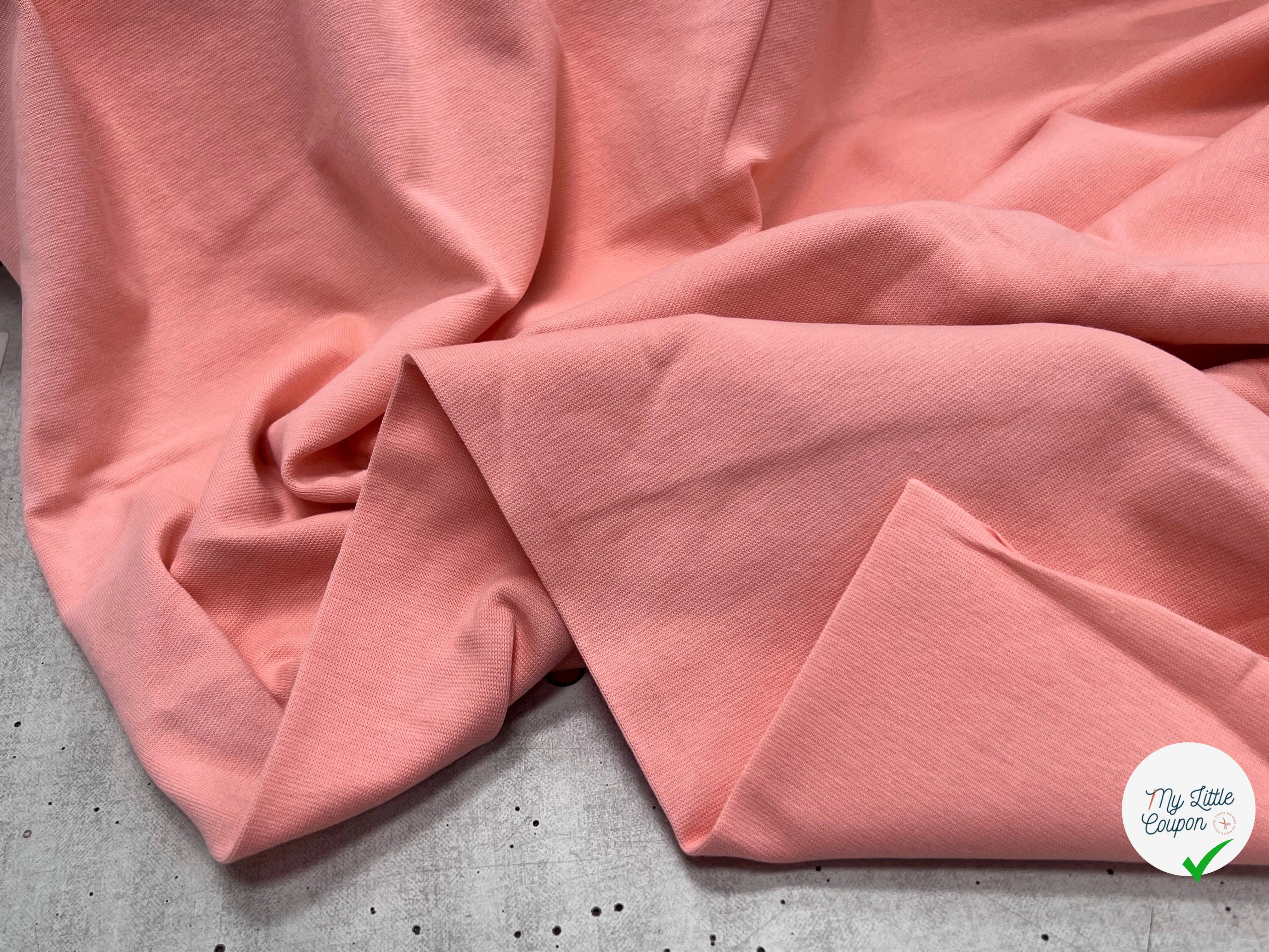 JERSEY COTON 2% ÉLASTHANNE TUBULAIRE 70CM CÔTE 1X1 ROSE CAMUSET - My Little Coupon