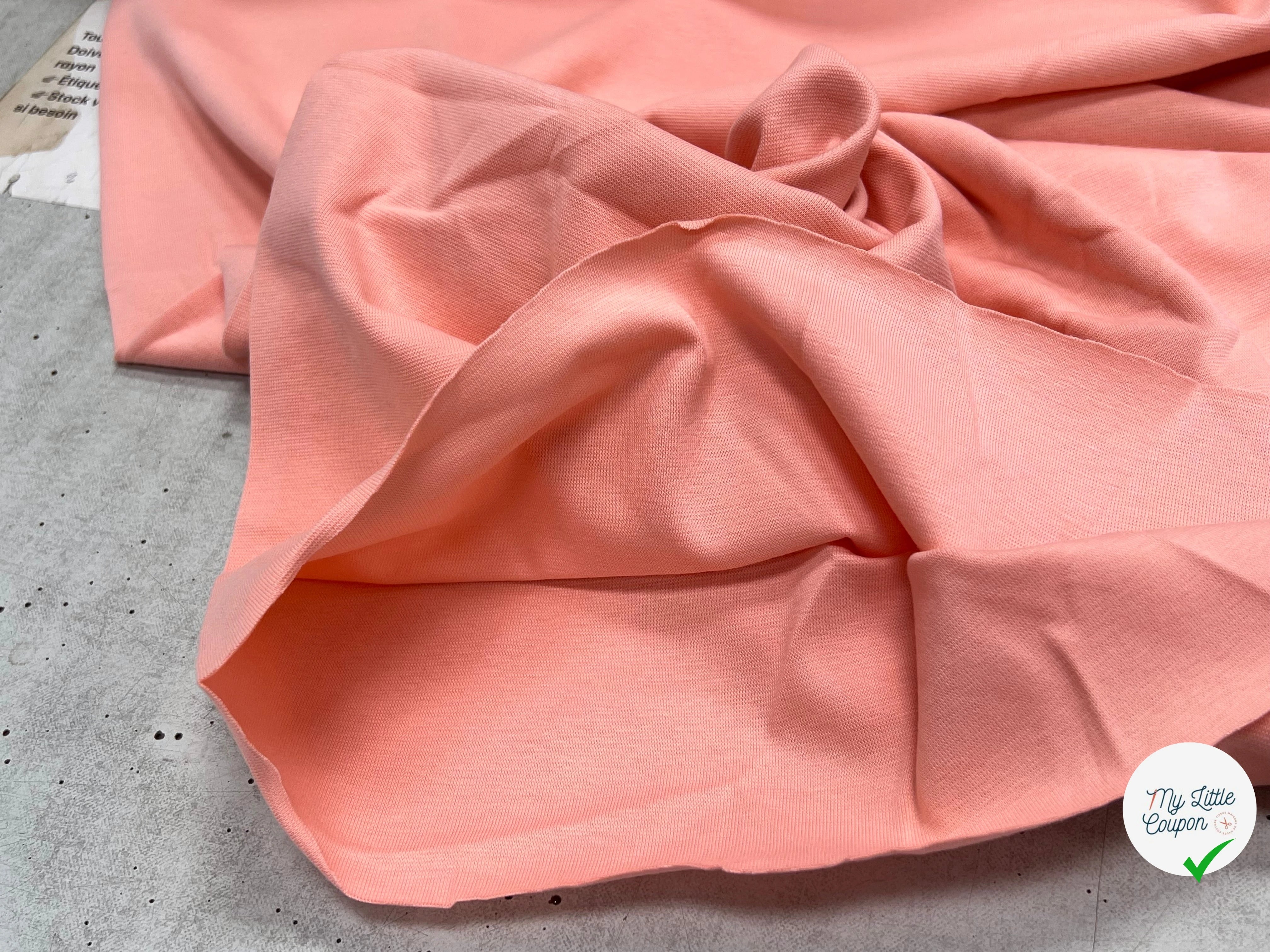 JERSEY COTON 2% ÉLASTHANNE TUBULAIRE 70CM CÔTE 1X1 ROSE CAMUSET - My Little Coupon