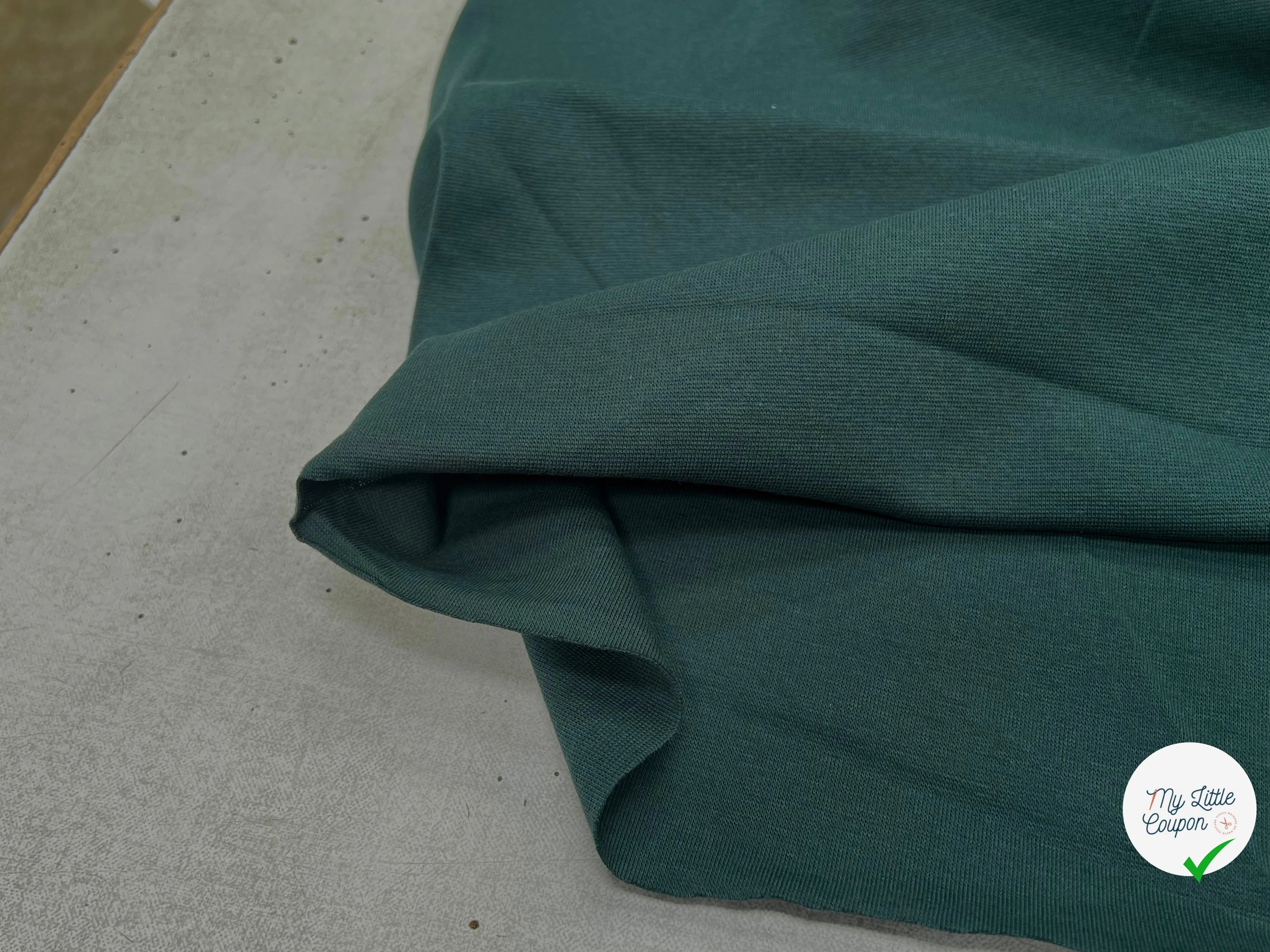 JERSEY COTON 2% ÉLASTHANNE TUBULAIRE 70CM CÔTE 1X1 SAPIN - My Little Coupon