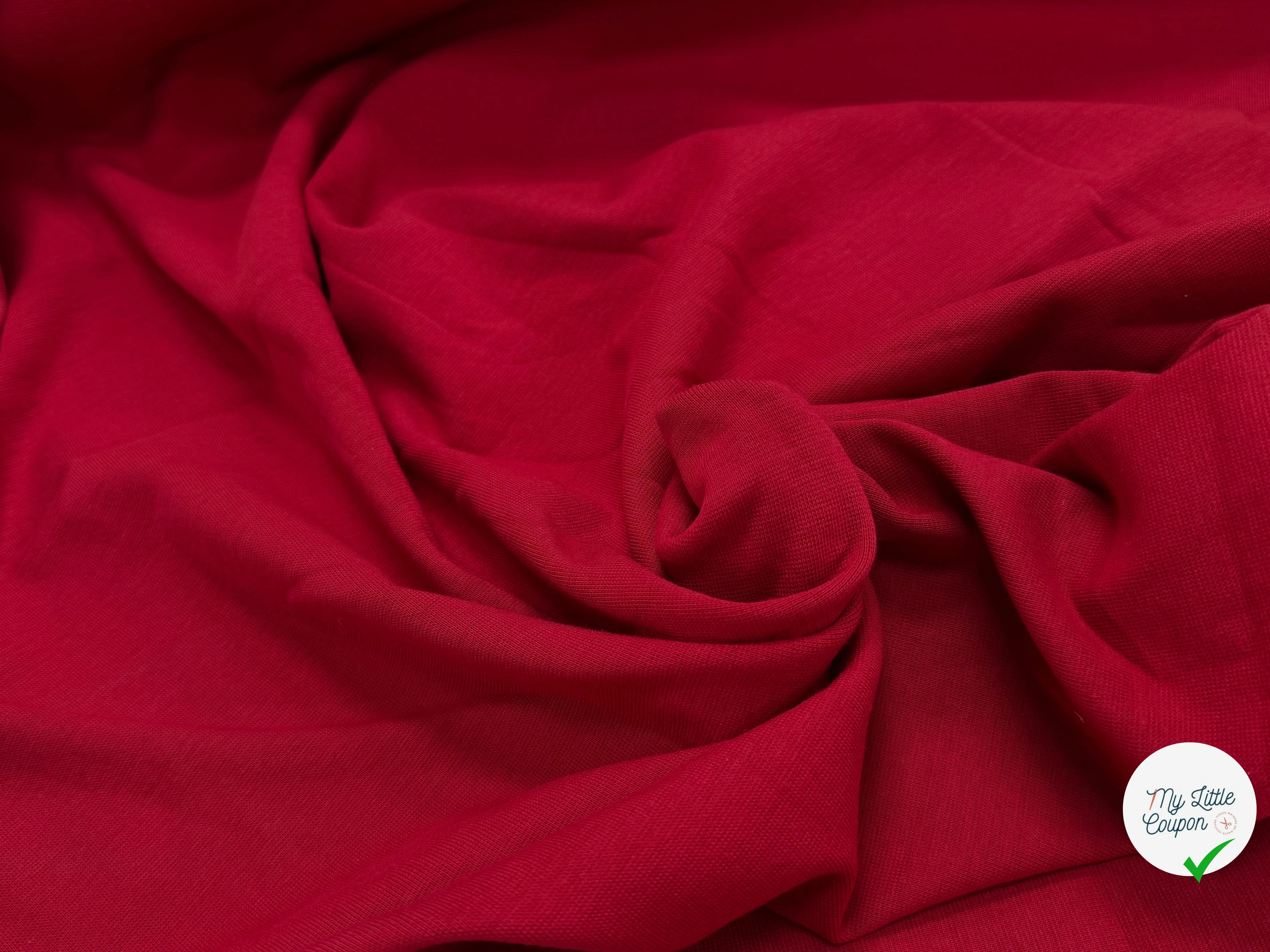 JERSEY COTON 2% ÉLASTHANNE TUBULAIRE 70CM CÔTE 1X1 SAWI RED - My Little Coupon