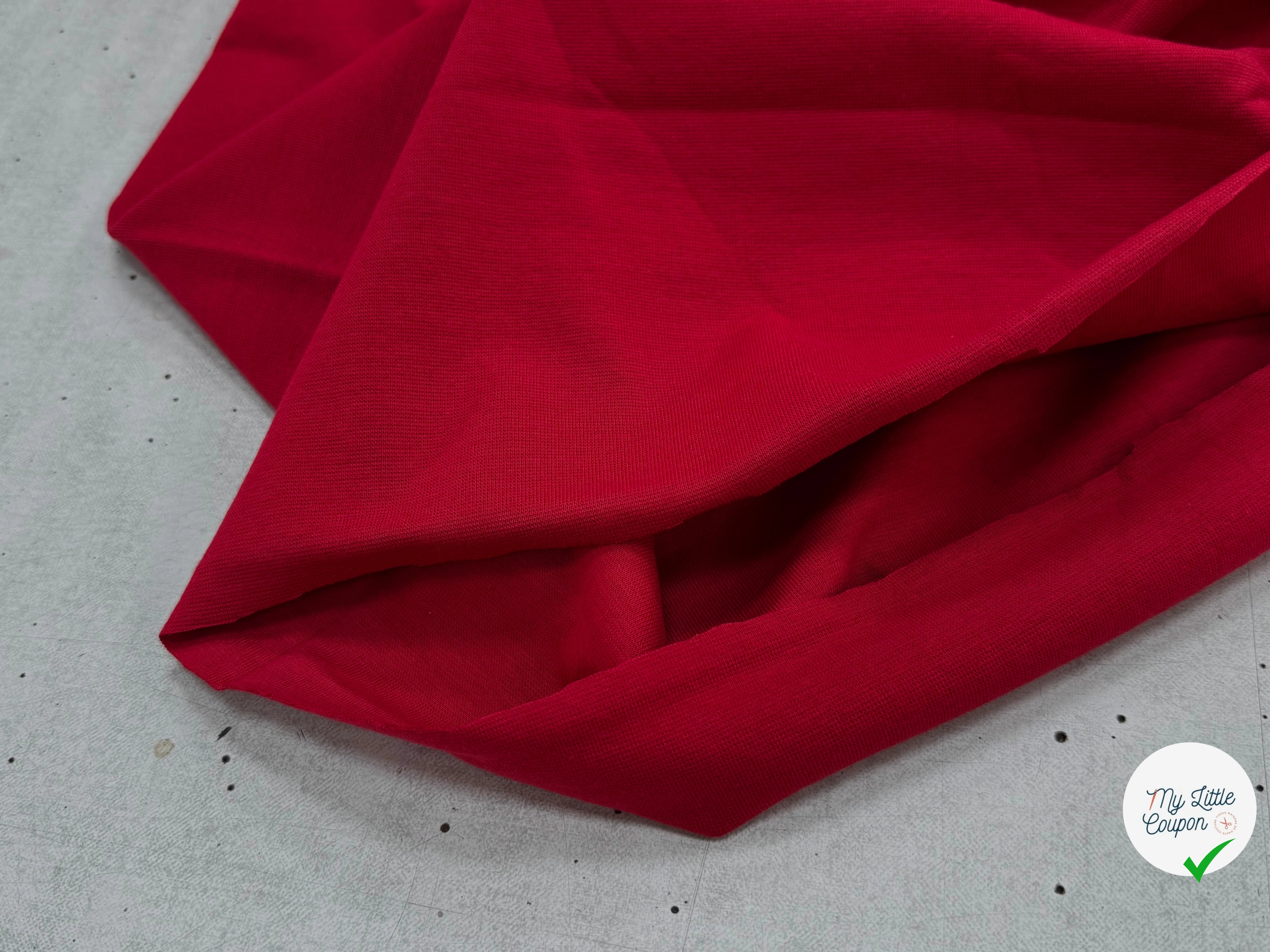 JERSEY COTON 2% ÉLASTHANNE TUBULAIRE 70CM CÔTE 1X1 SAWI RED - My Little Coupon