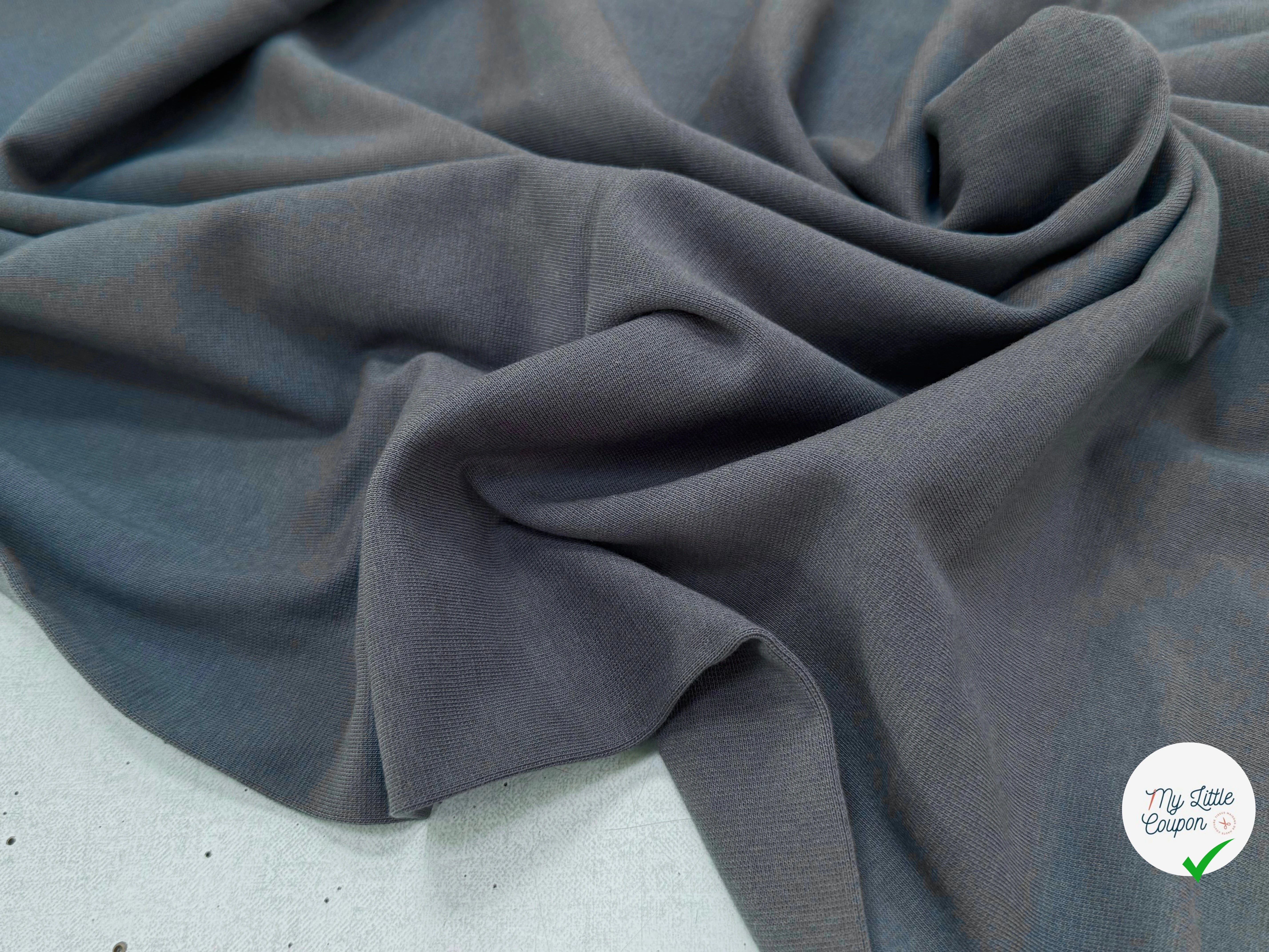JERSEY COTON 2% ÉLASTHANNE TUBULAIRE 70CM CÔTE 1X1 UNI GRIS - My Little Coupon