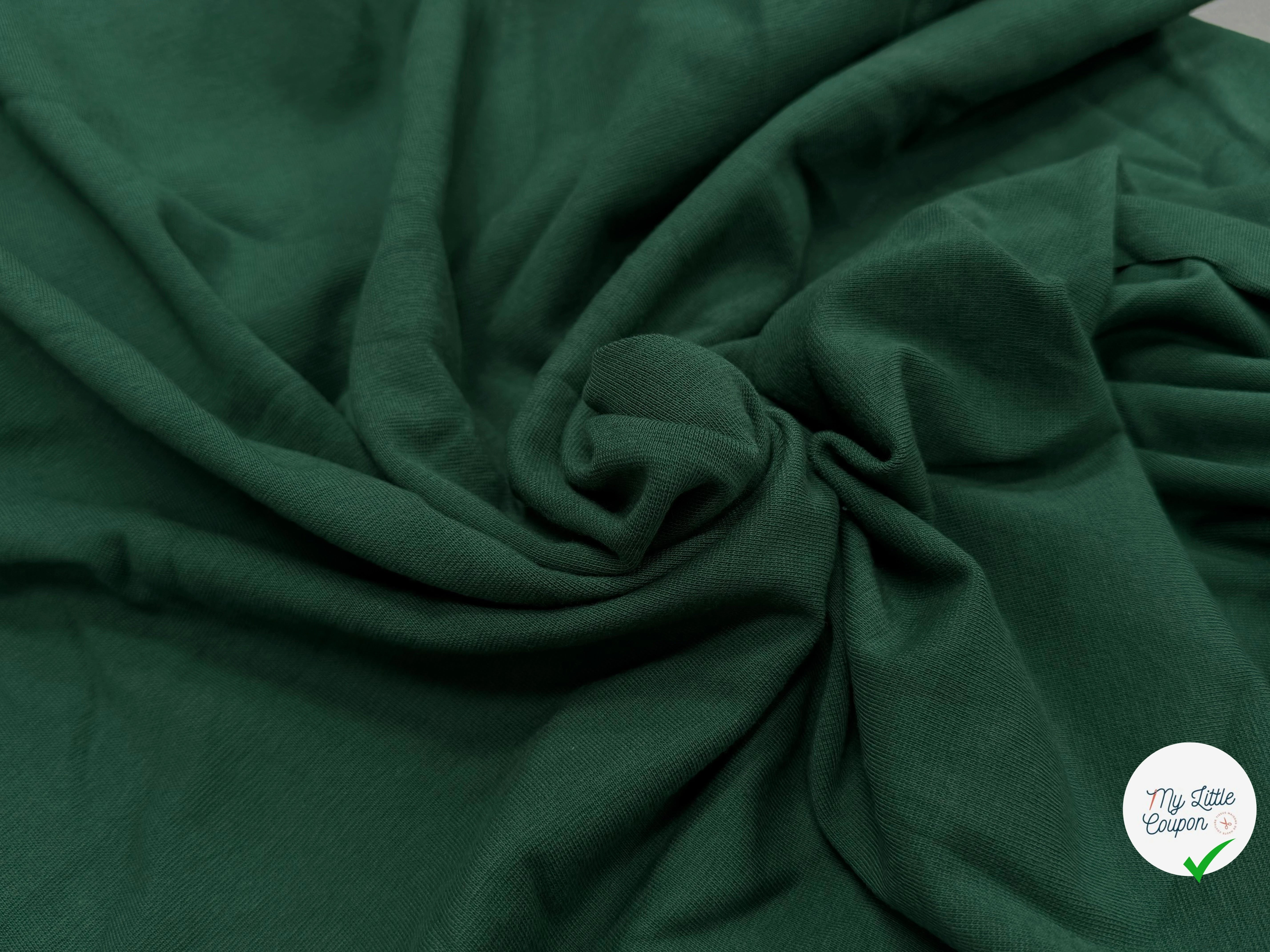 JERSEY COTON 2% ÉLASTHANNE TUBULAIRE 70CM CÔTE 1X1 VERT FONCÉ CAMUSET - My Little Coupon
