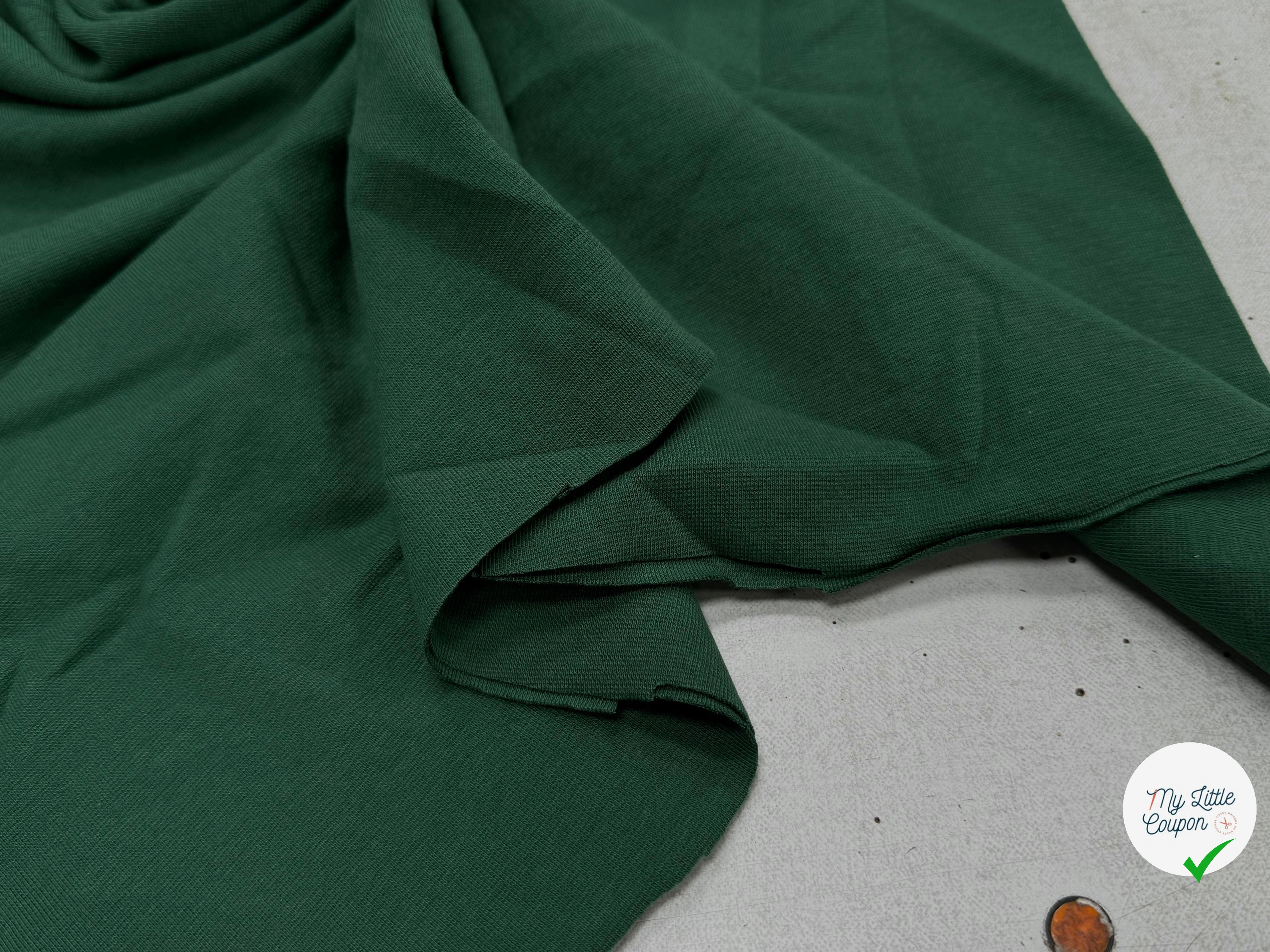 JERSEY COTON 2% ÉLASTHANNE TUBULAIRE 70CM CÔTE 1X1 VERT FONCÉ CAMUSET - My Little Coupon