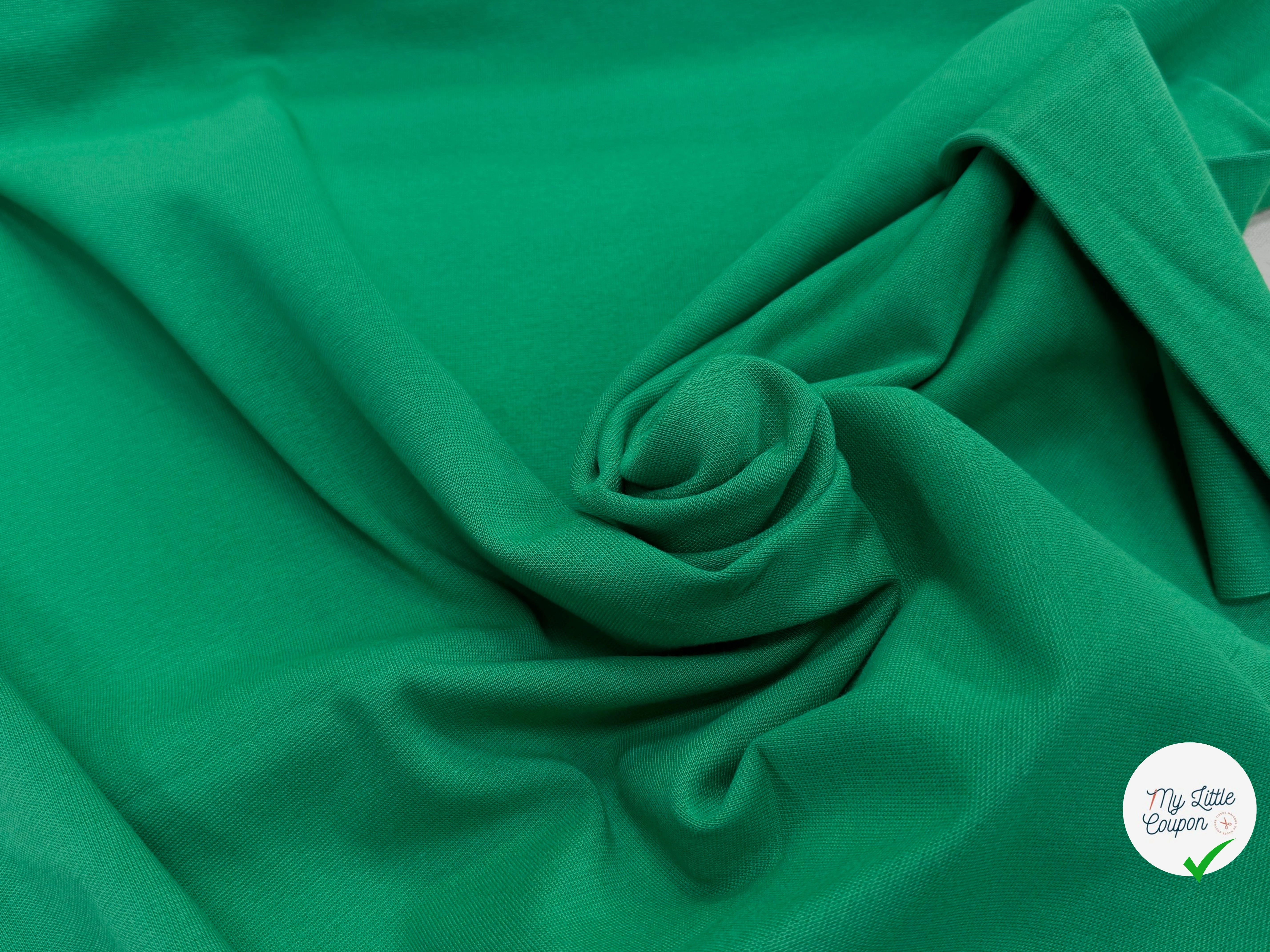 JERSEY COTON 2% ÉLASTHANNE TUBULAIRE 70CM CÔTE 1X1 VERT FOREZ - My Little Coupon