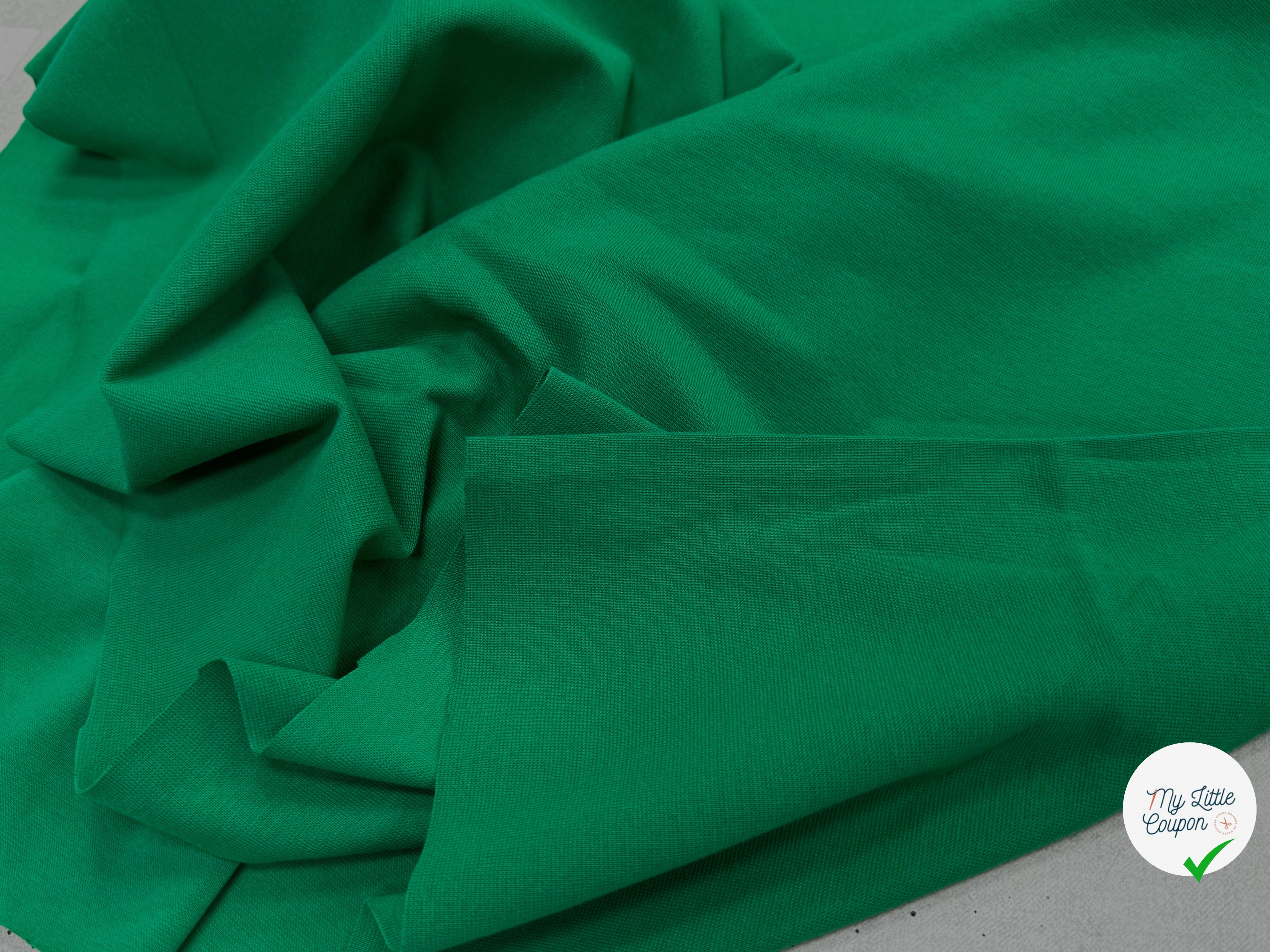 JERSEY COTON 2% ÉLASTHANNE TUBULAIRE 70CM CÔTE 1X1 VERT FOREZ - My Little Coupon