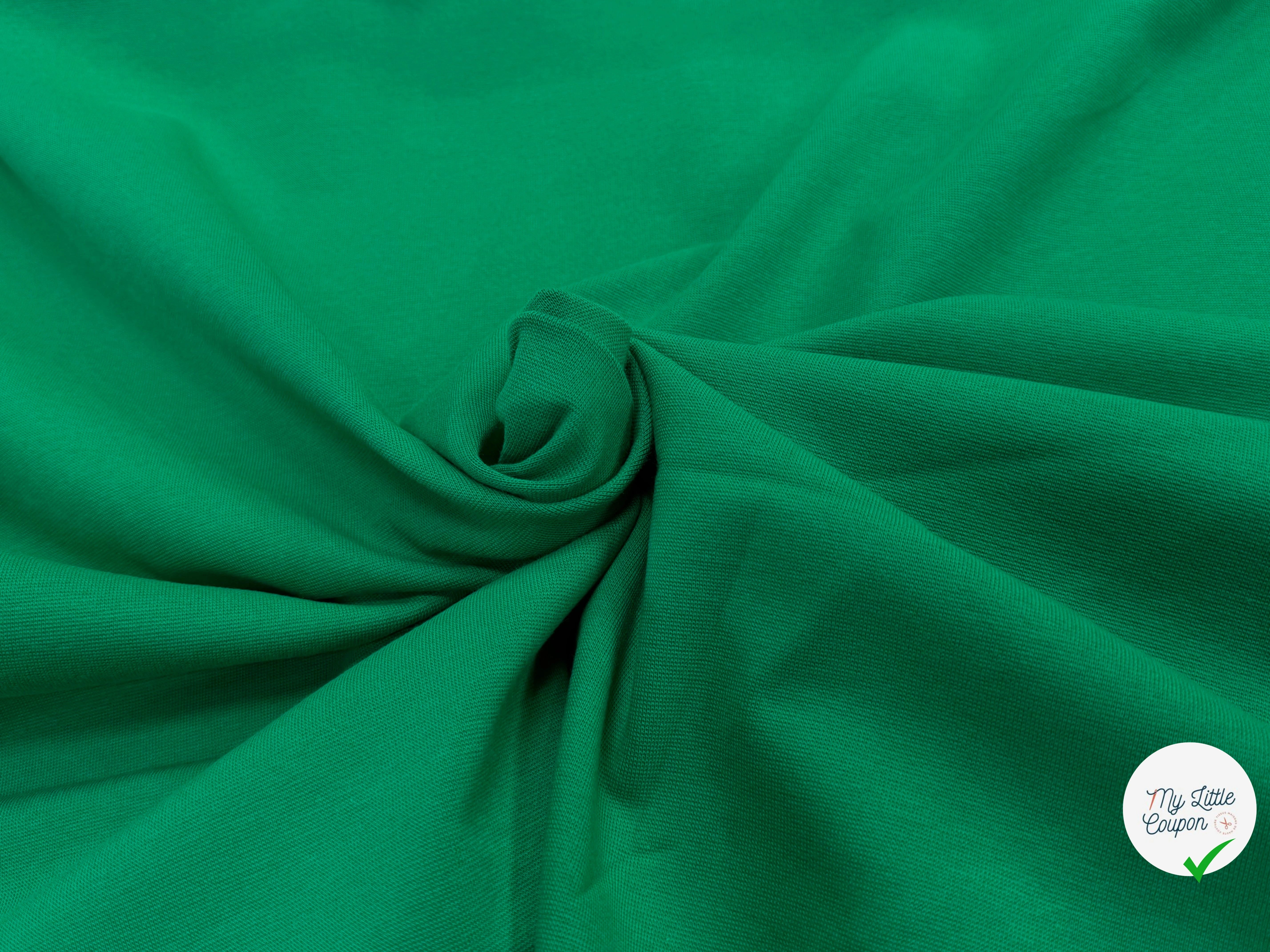 JERSEY COTON 2% ÉLASTHANNE TUBULAIRE 70CM CÔTE 1X1 VERT FOREZ - My Little Coupon