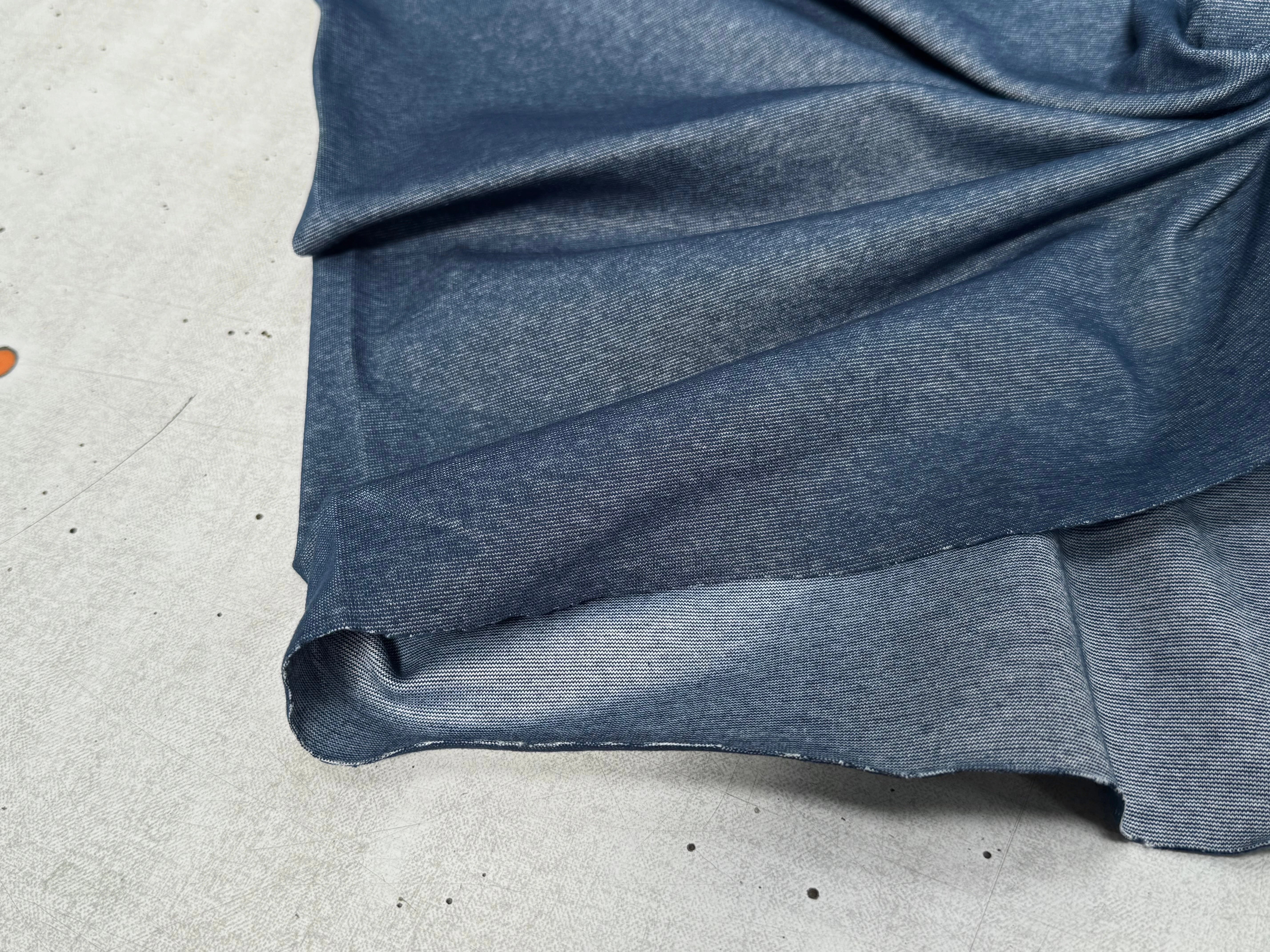 JERSEY COTON 2% ÉLASTHANNE TUBULAIRE 70CM CÔTE 1X1 VICTORY BLUE - My Little Coupon
