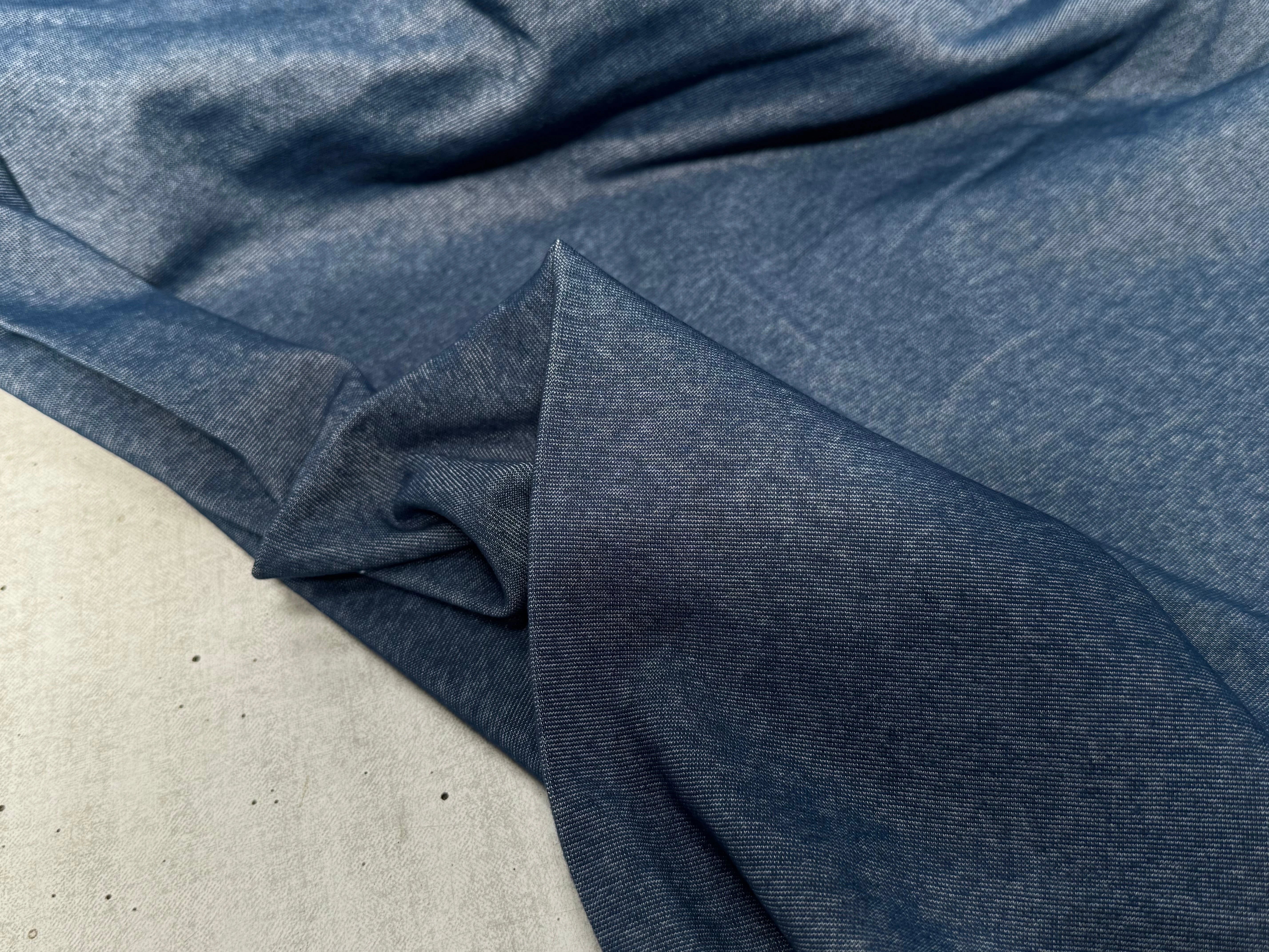 JERSEY COTON 2% ÉLASTHANNE TUBULAIRE 70CM CÔTE 1X1 VICTORY BLUE - My Little Coupon