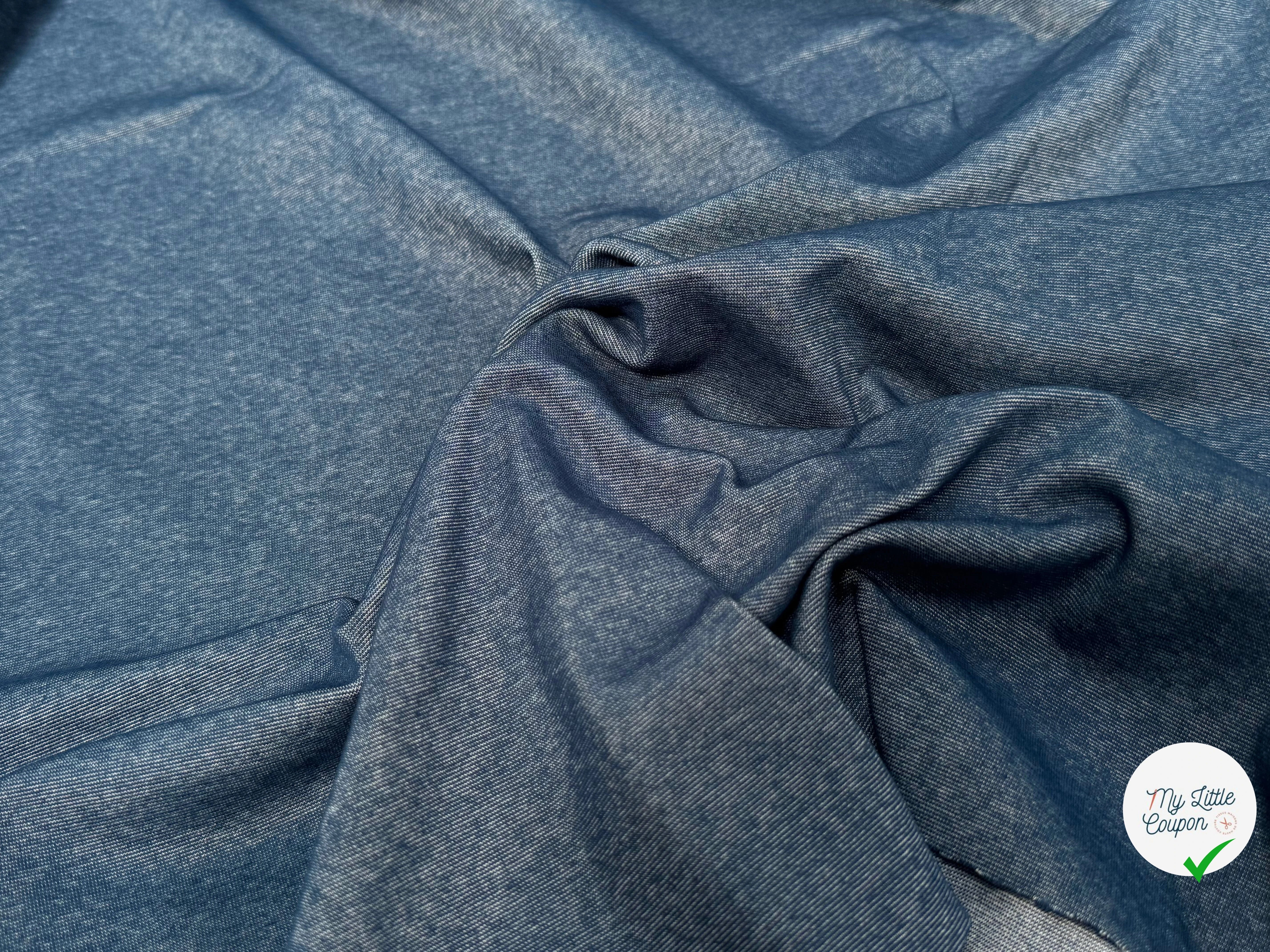 JERSEY COTON 2% ÉLASTHANNE TUBULAIRE 70CM CÔTE 1X1 VICTORY BLUE - My Little Coupon