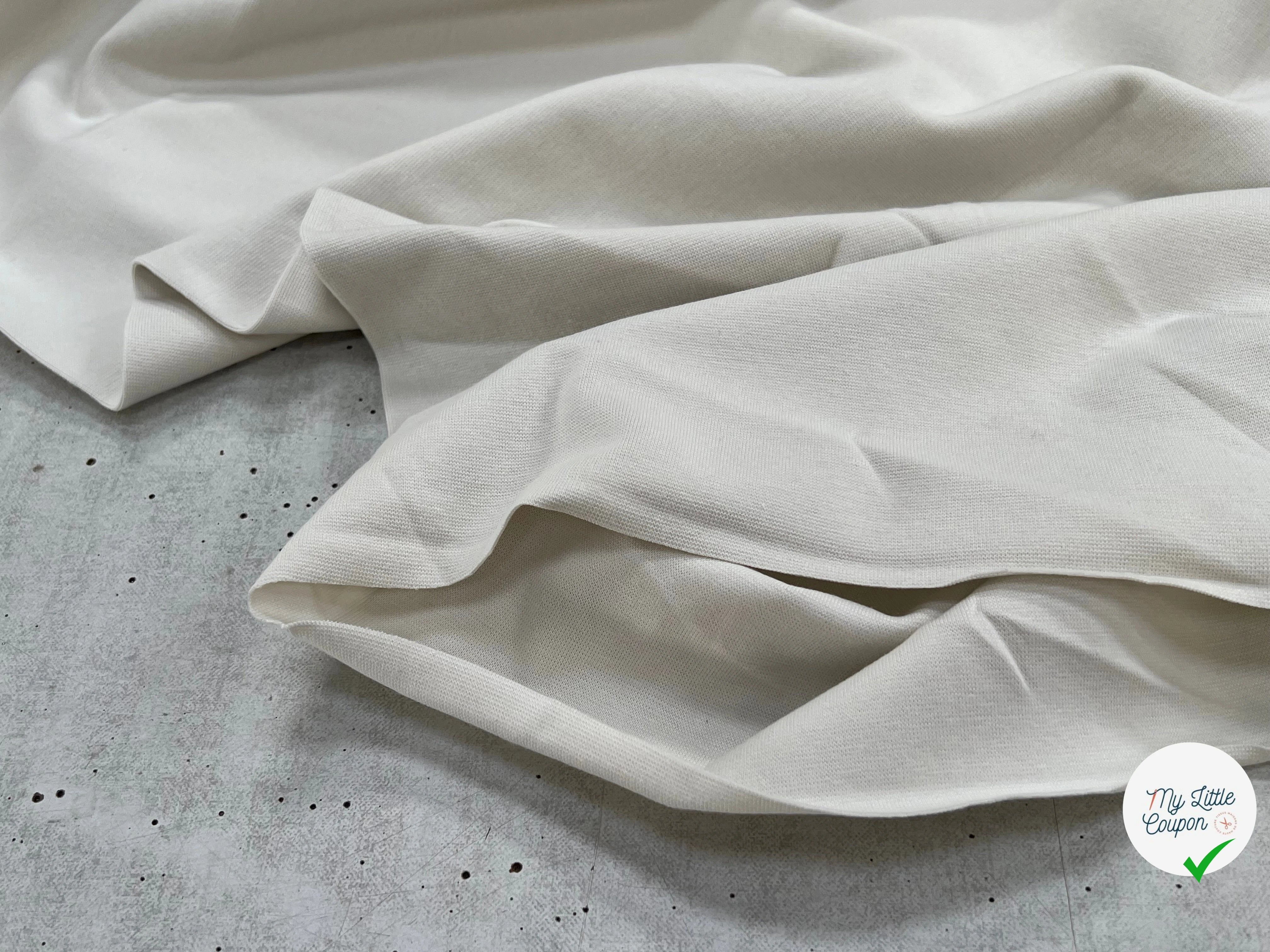 JERSEY COTON 2% ÉLASTHANNE TUBULAIRE 70CM CÔTE 1X1 WHITE ONYX - My Little Coupon