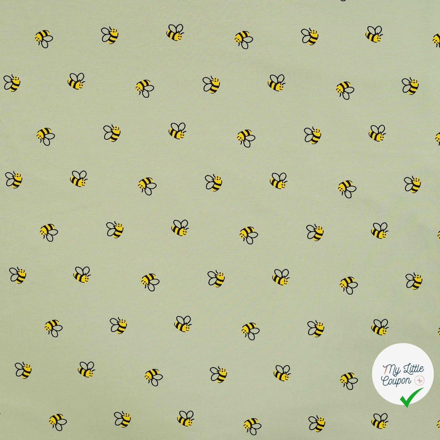 JERSEY COTON 5% ELASTHANNE MOTIFS ABEILLES FOND VERT - My Little Coupon