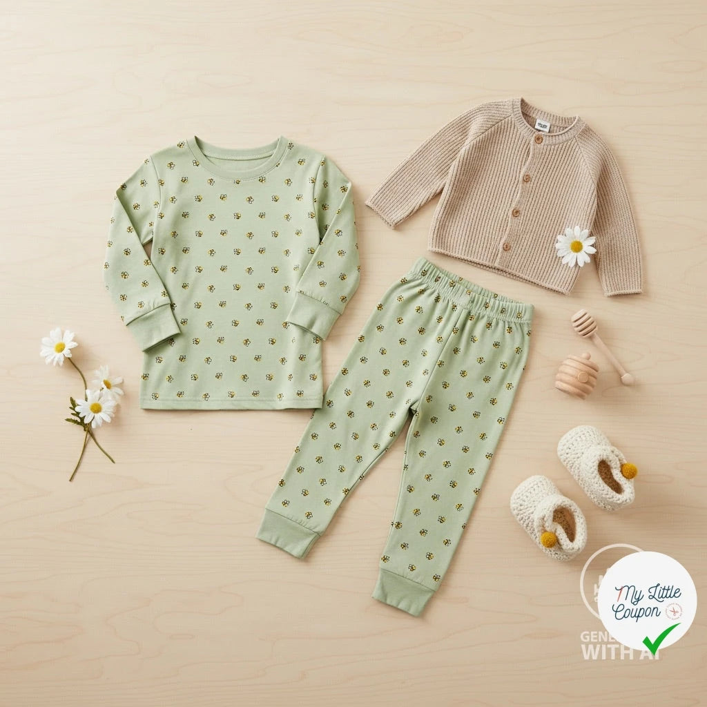 JERSEY COTON 5% ELASTHANNE MOTIFS ABEILLES FOND VERT - My Little Coupon