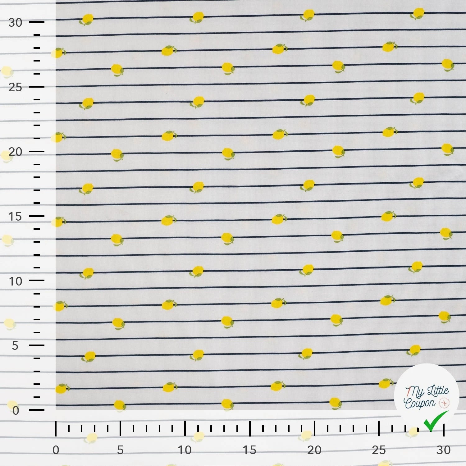 JERSEY COTON 5% ELASTHANNE MOTIFS CITRONS À RAYURES - My Little Coupon