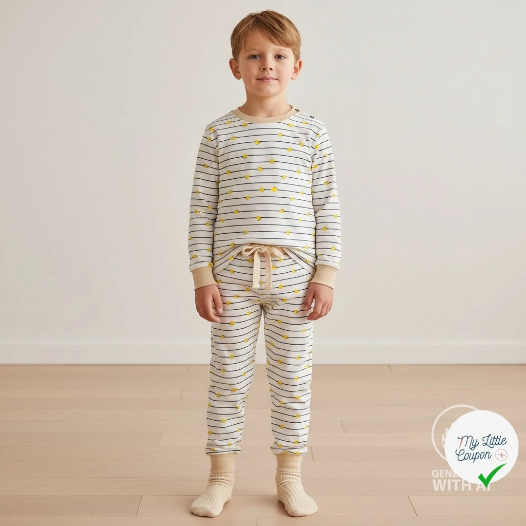 JERSEY COTON 5% ELASTHANNE MOTIFS CITRONS À RAYURES - My Little Coupon