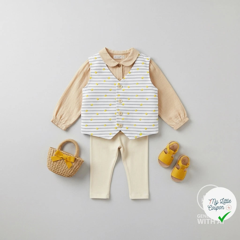 JERSEY COTON 5% ELASTHANNE MOTIFS CITRONS À RAYURES - My Little Coupon
