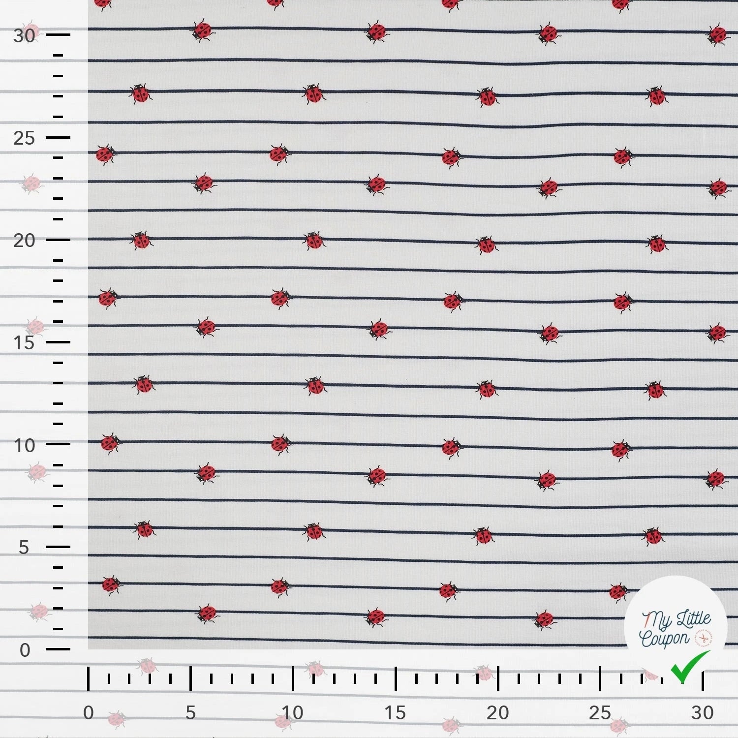 JERSEY COTON 5% ELASTHANNE MOTIFS COCCINELLES À RAYURES - My Little Coupon