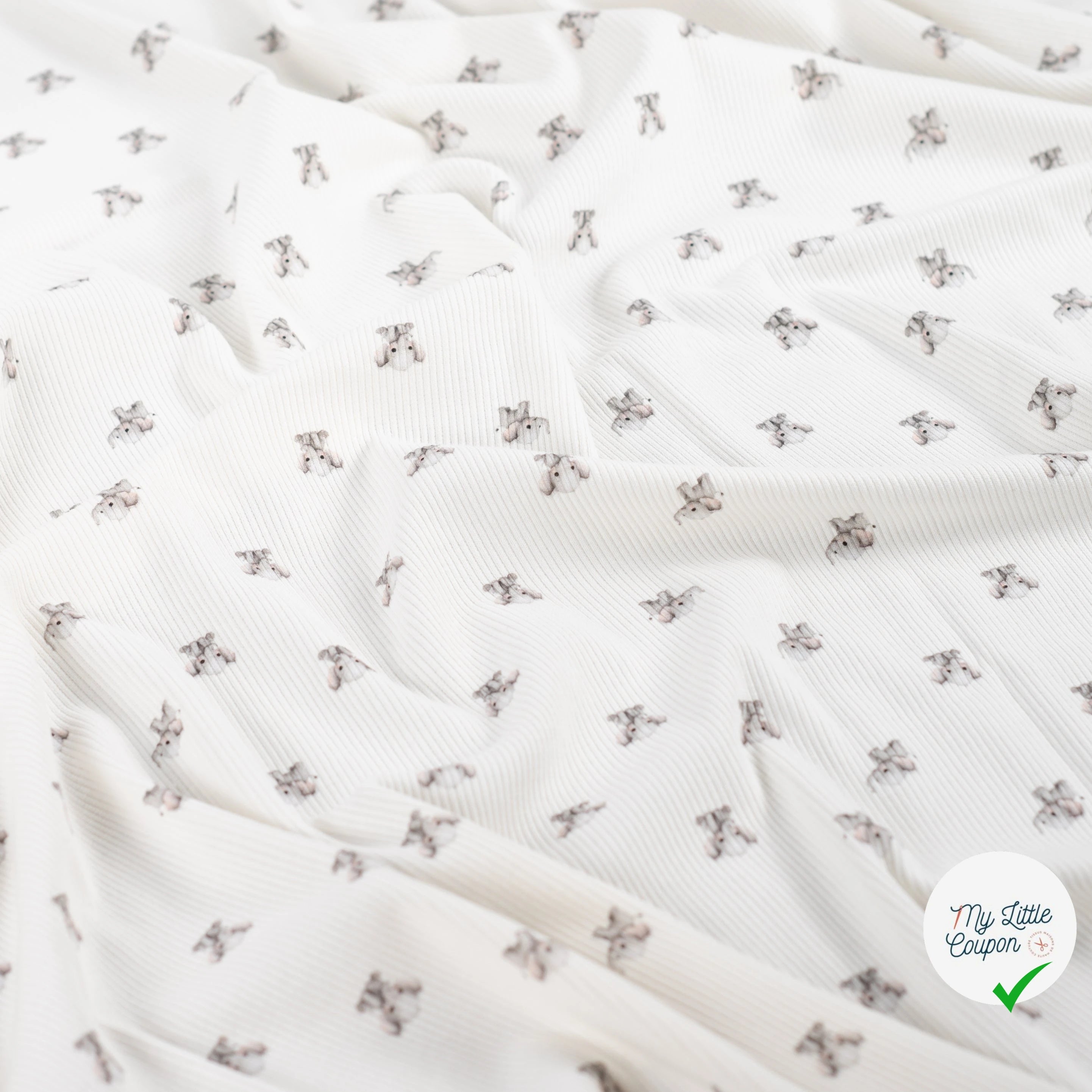 JERSEY COTON 5% ELASTHANNE MOTIFS PETITS ÉLÉPHANTS - My Little Coupon