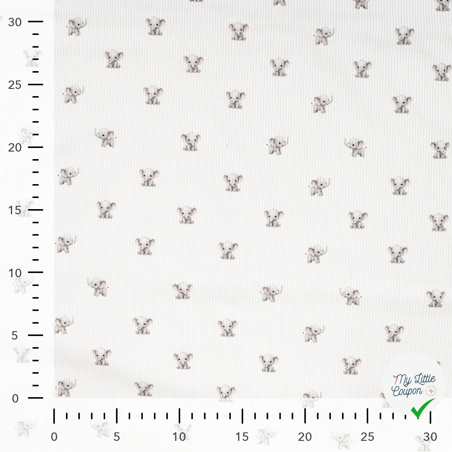 JERSEY COTON 5% ELASTHANNE MOTIFS PETITS ÉLÉPHANTS - My Little Coupon