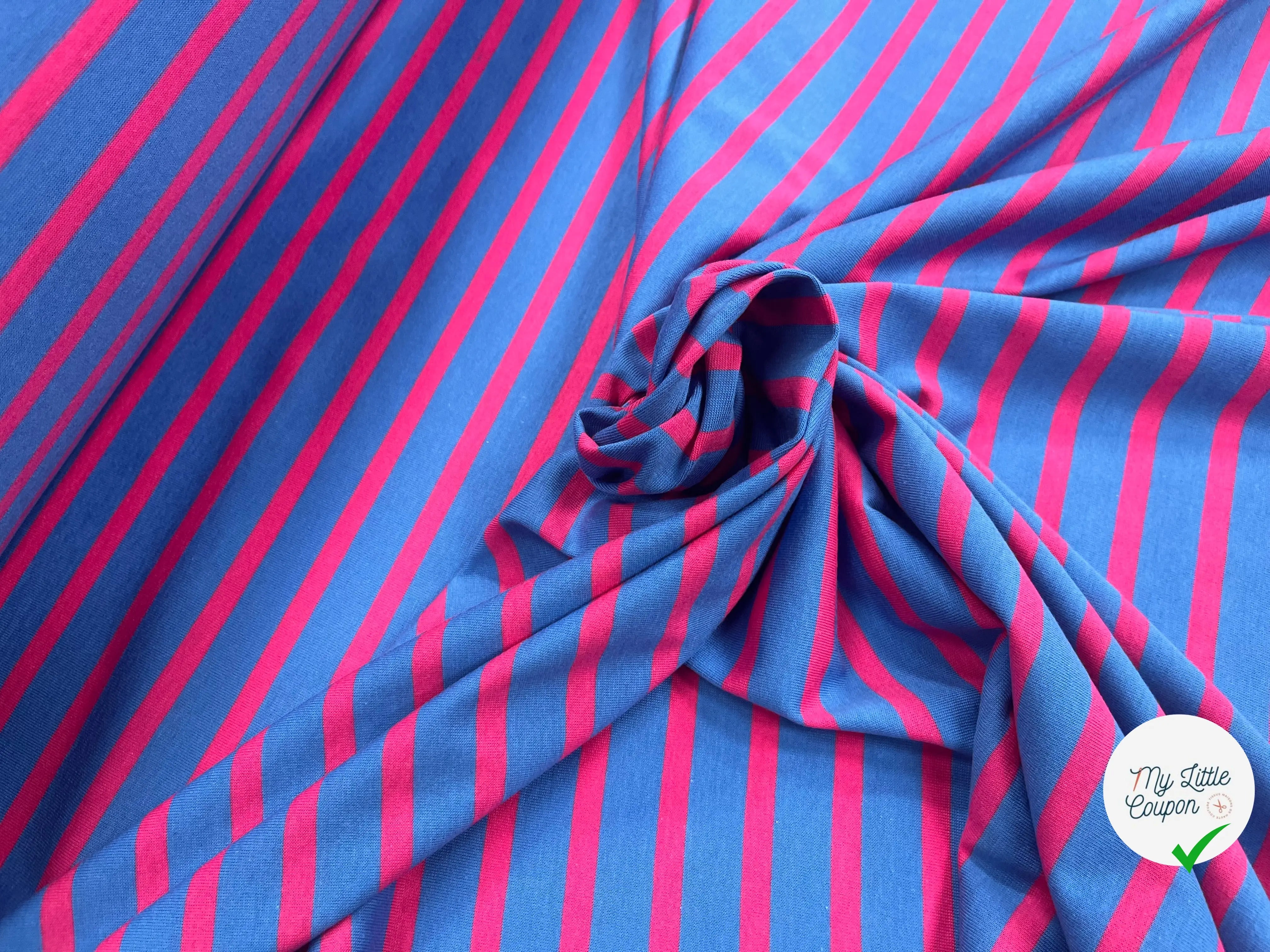 JERSEY COTON MARINIÈRE RIVIERA PIVOINE MADE IN FRANCE - My Little Coupon