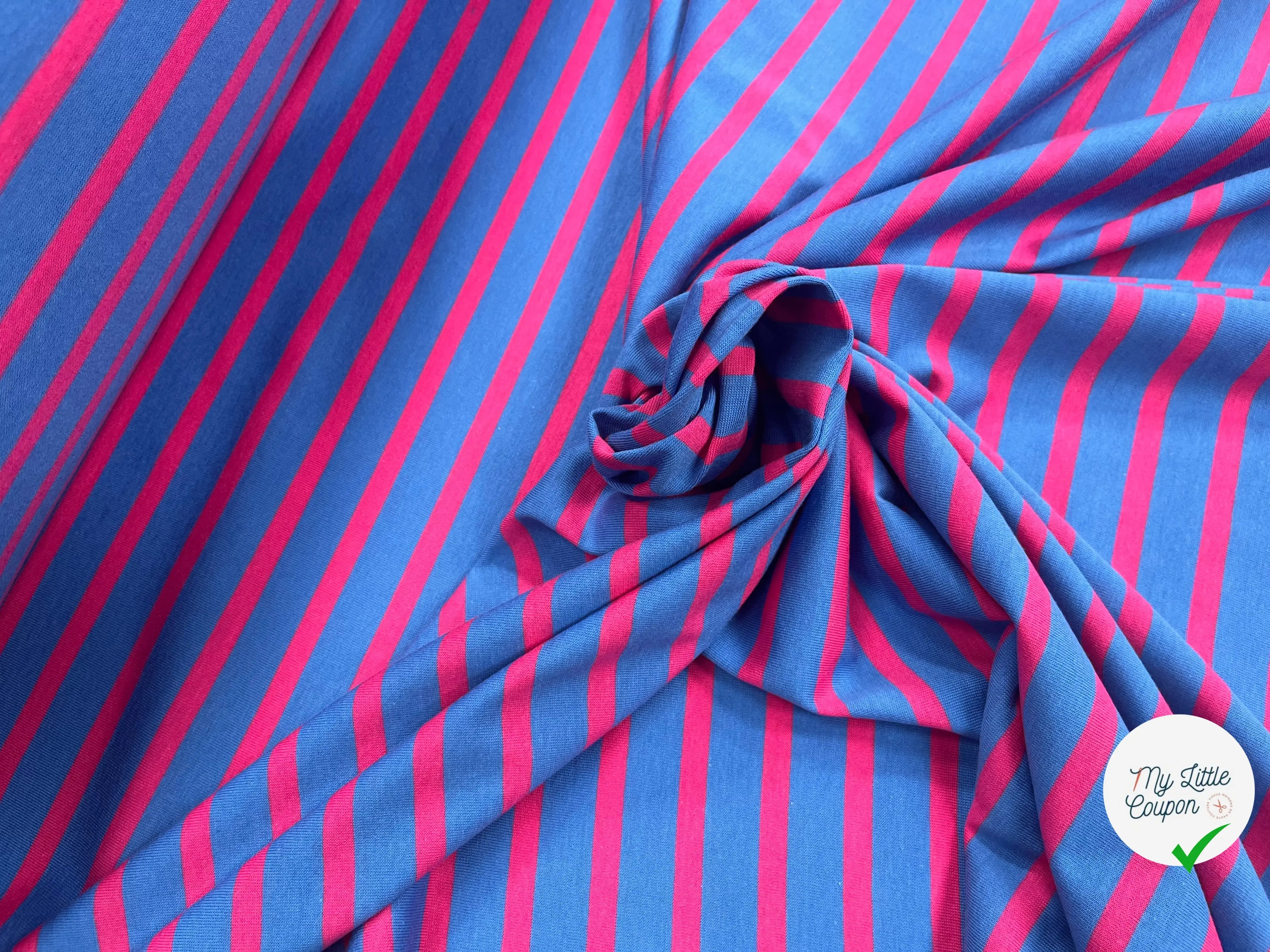 JERSEY COTON MARINIÈRE RIVIERA PIVOINE MADE IN FRANCE - My Little Coupon