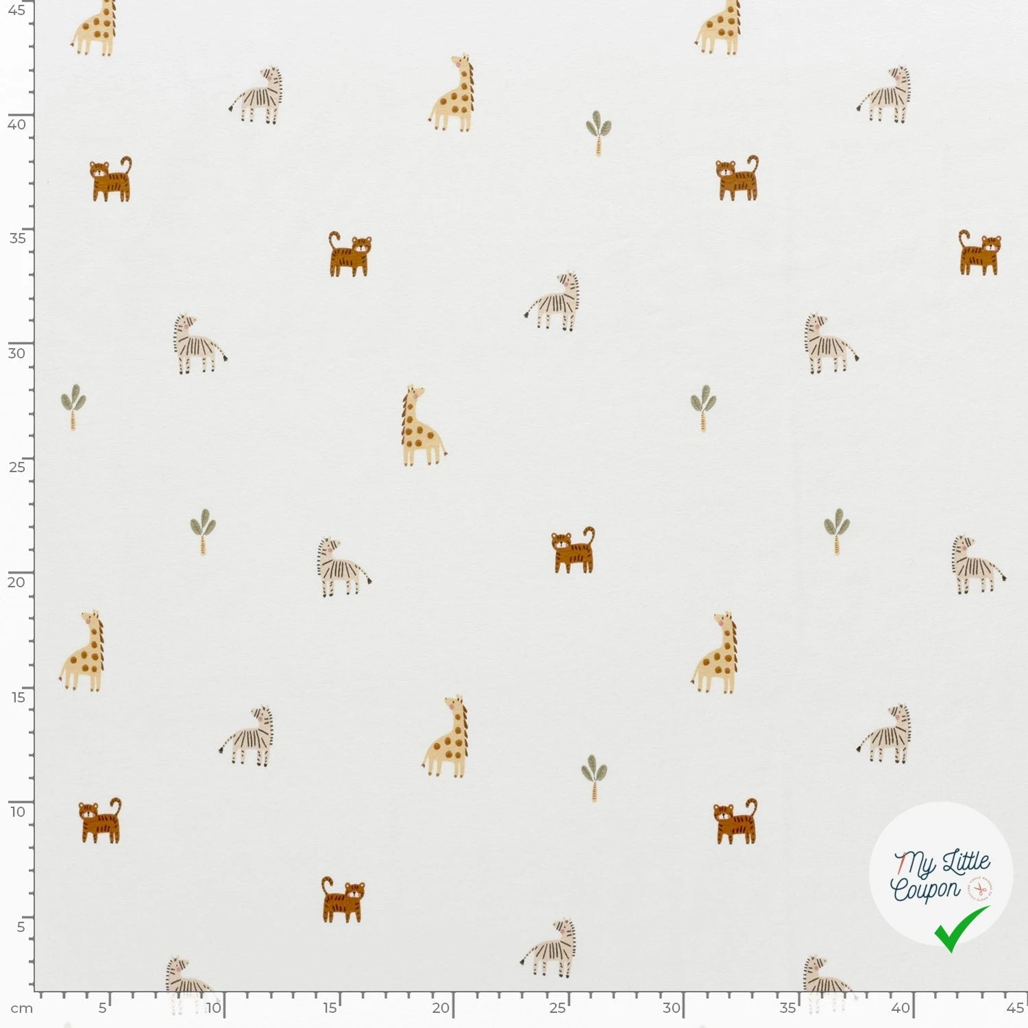 Jersey de coton animaux de la savane blanc cassé