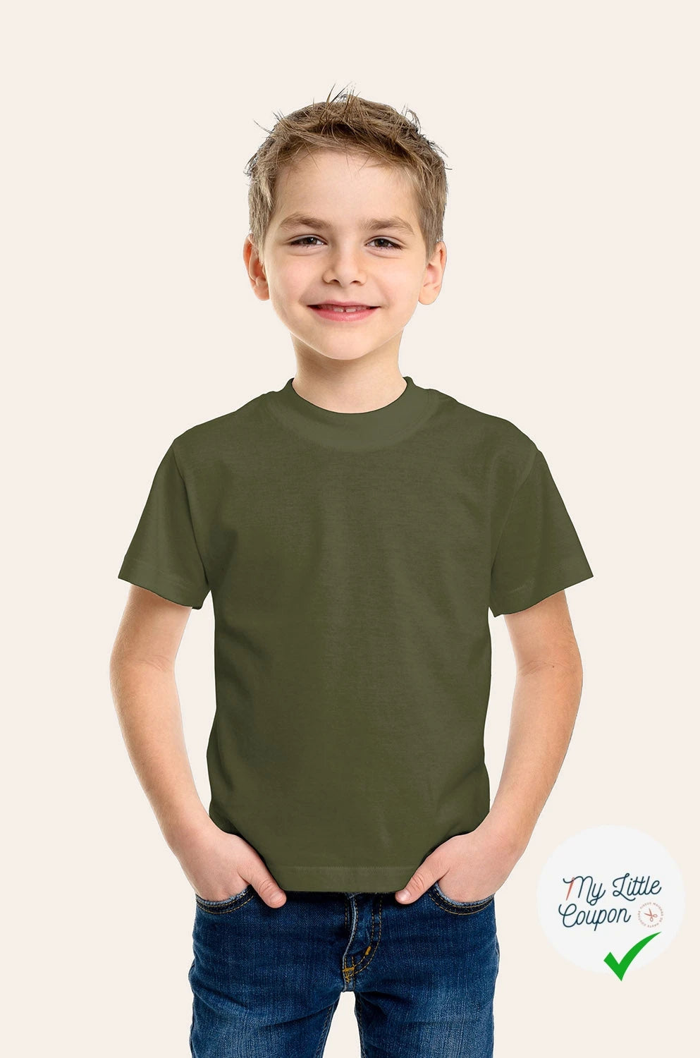 JERSEY DE COTON BELLE TENUE VERT KAKI - My Little Coupon