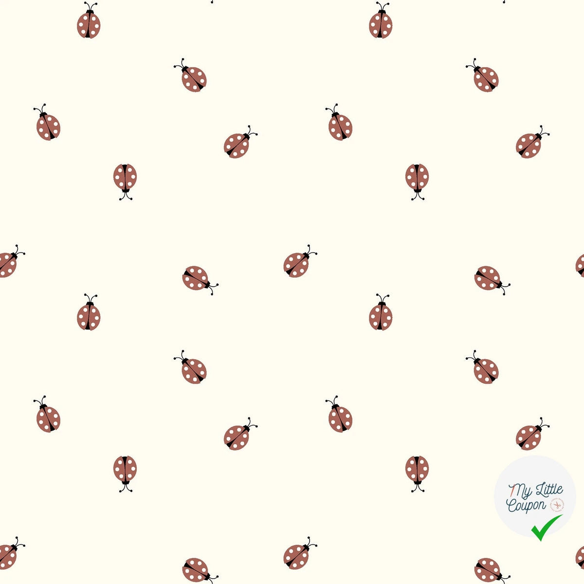 Jersey de coton coccinelles blanc cassé